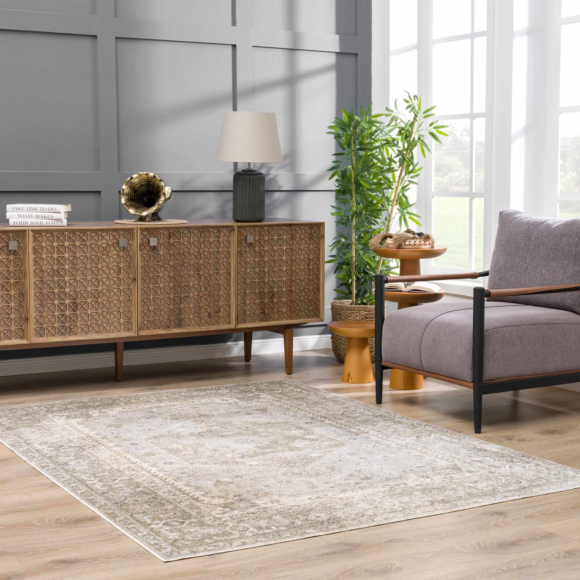 Silver, Gray and Brown Machine woven Traditional Machine washable area Rug - Image 13