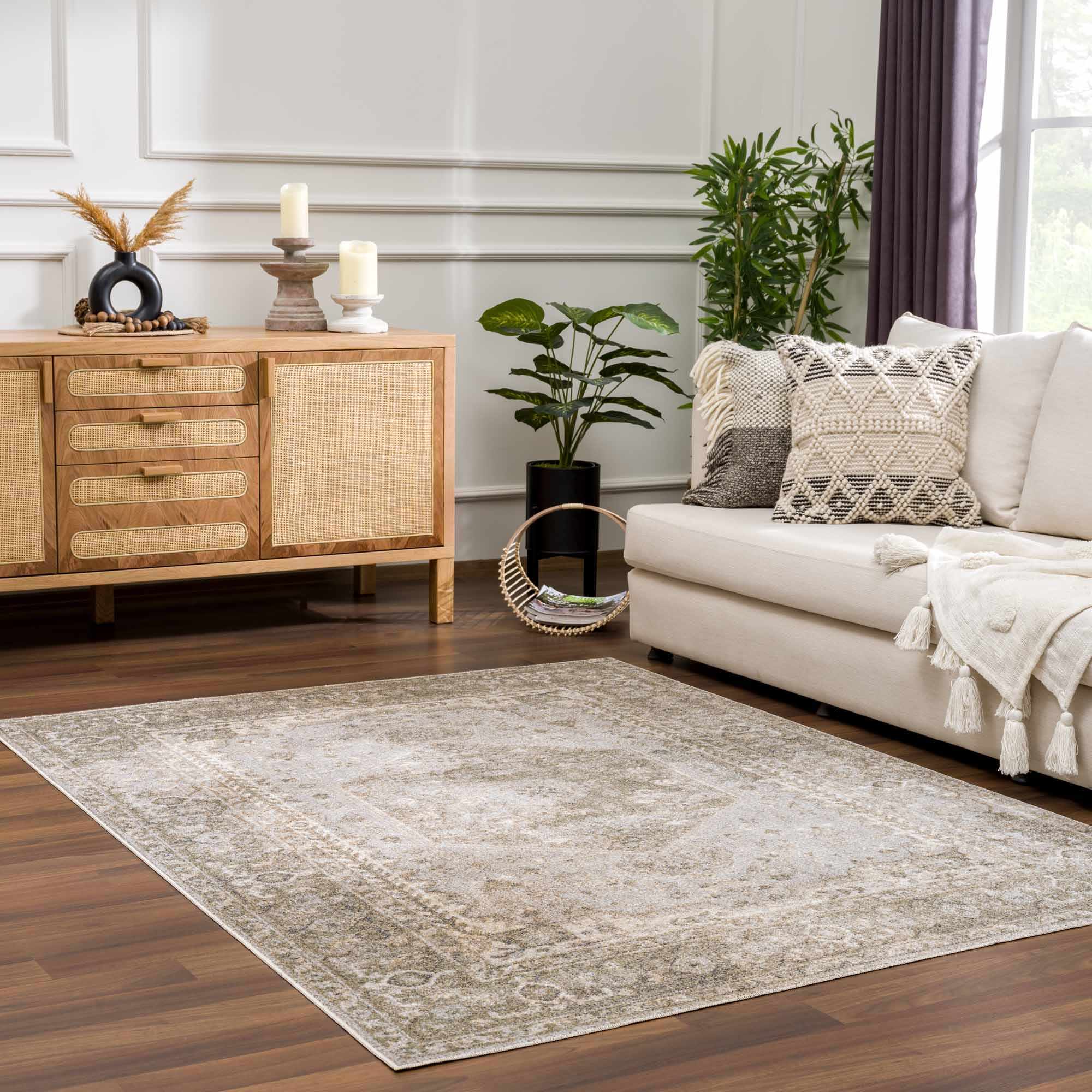 Silver, Gray and Brown Machine woven Traditional Machine washable area Rug - Image 9