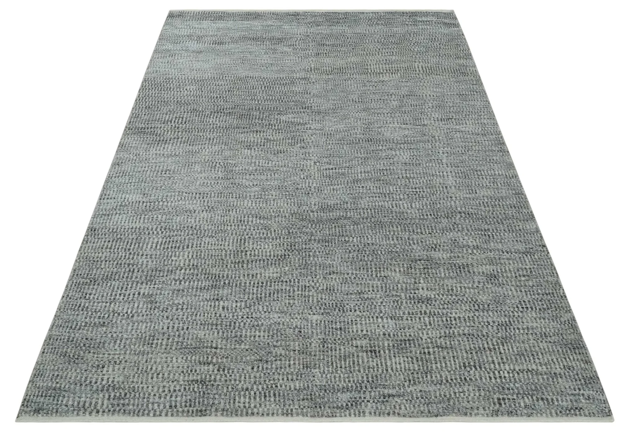 Silver, Gray and Charcoal Contemporary Hand knotted 6.6x10 wool Area Rug - Image 10