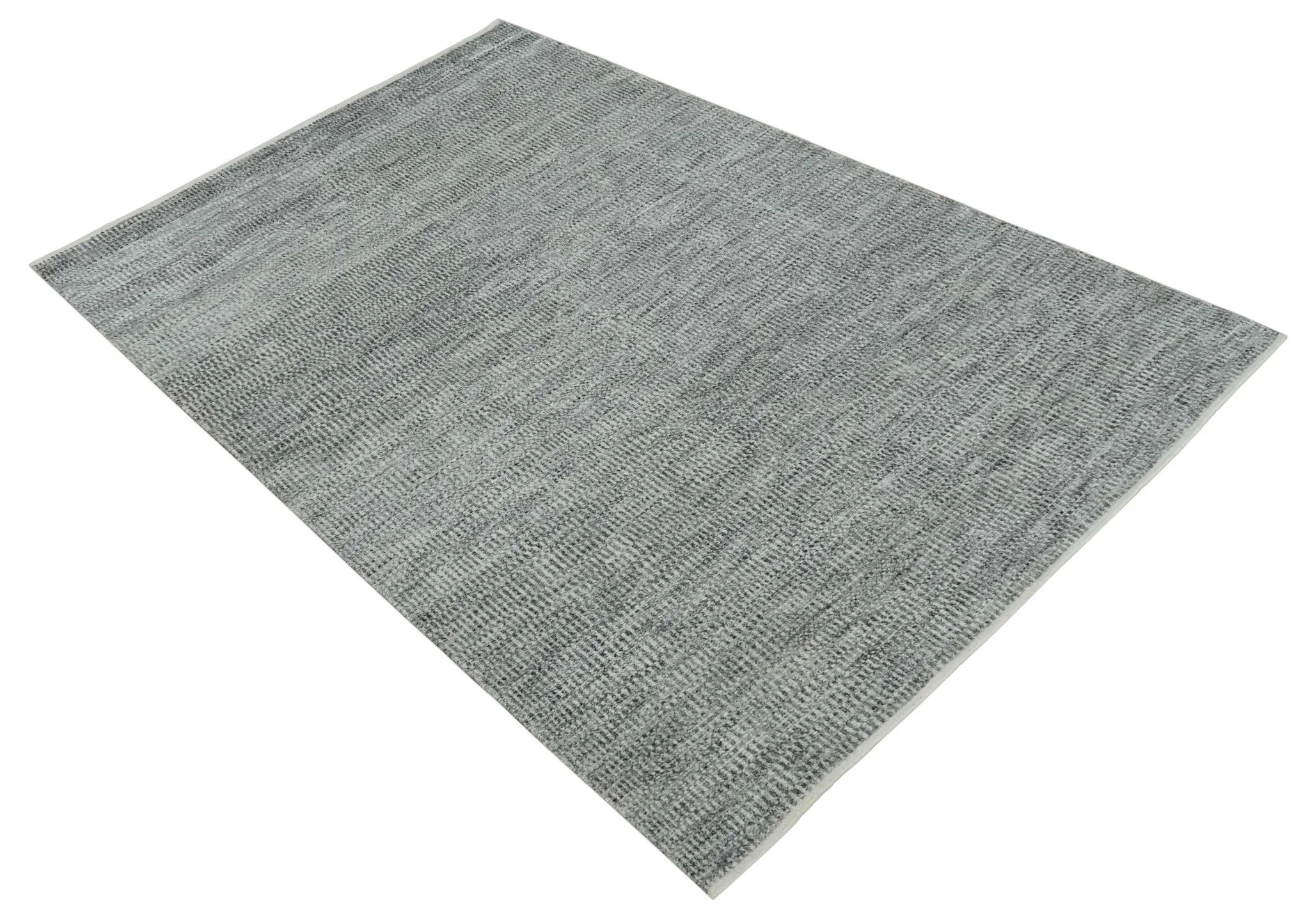 Silver, Gray and Charcoal Contemporary Hand knotted 6.6x10 wool Area Rug - Image 9