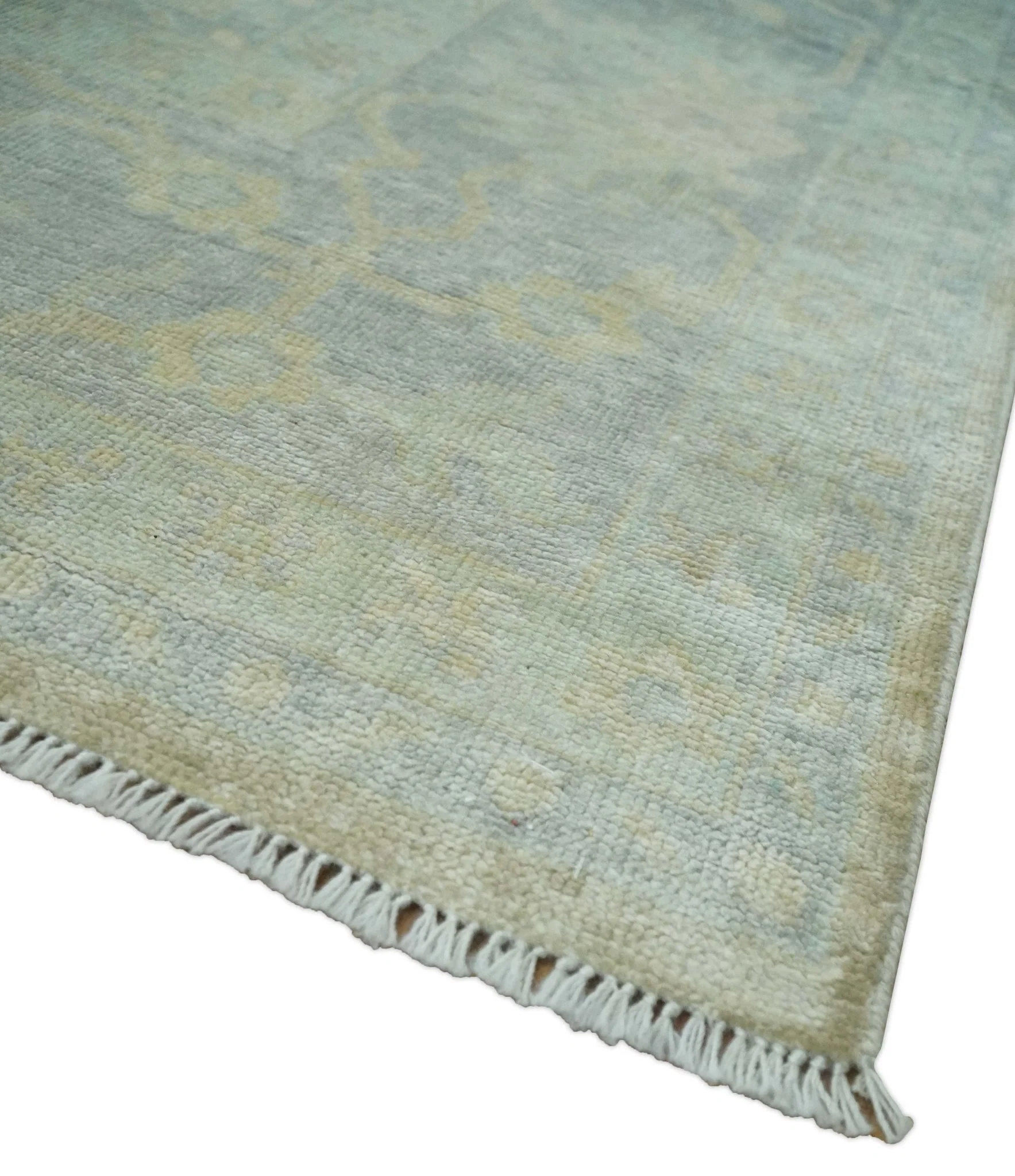 Antique Finish Silver, Gray and Charcoal Hand Knotted Oriental Oushak 8x10 wool Area Rug - Image 5