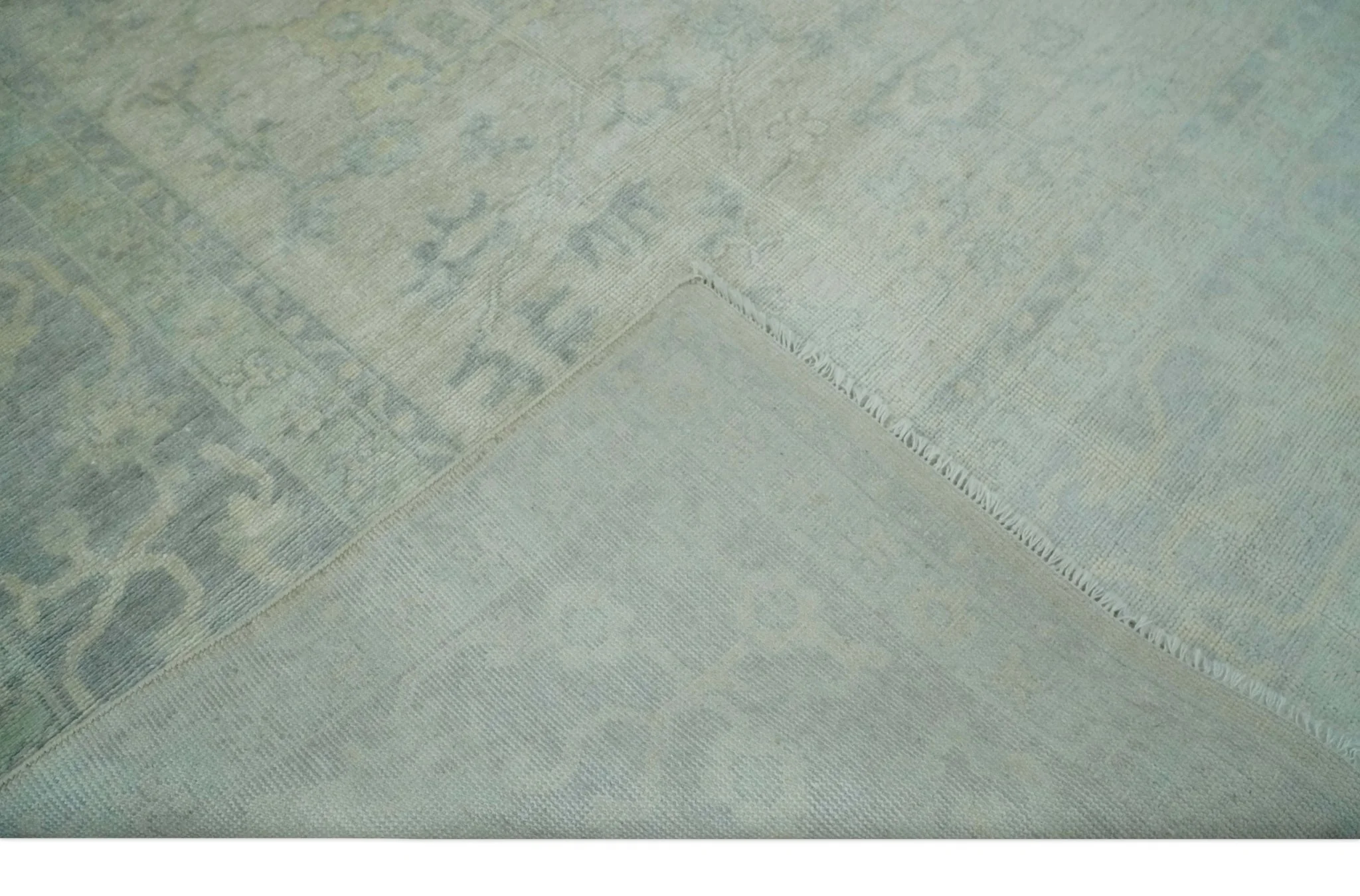 Antique Finish Silver, Gray and Charcoal Hand Knotted Oriental Oushak 8x10 wool Area Rug - Image 6