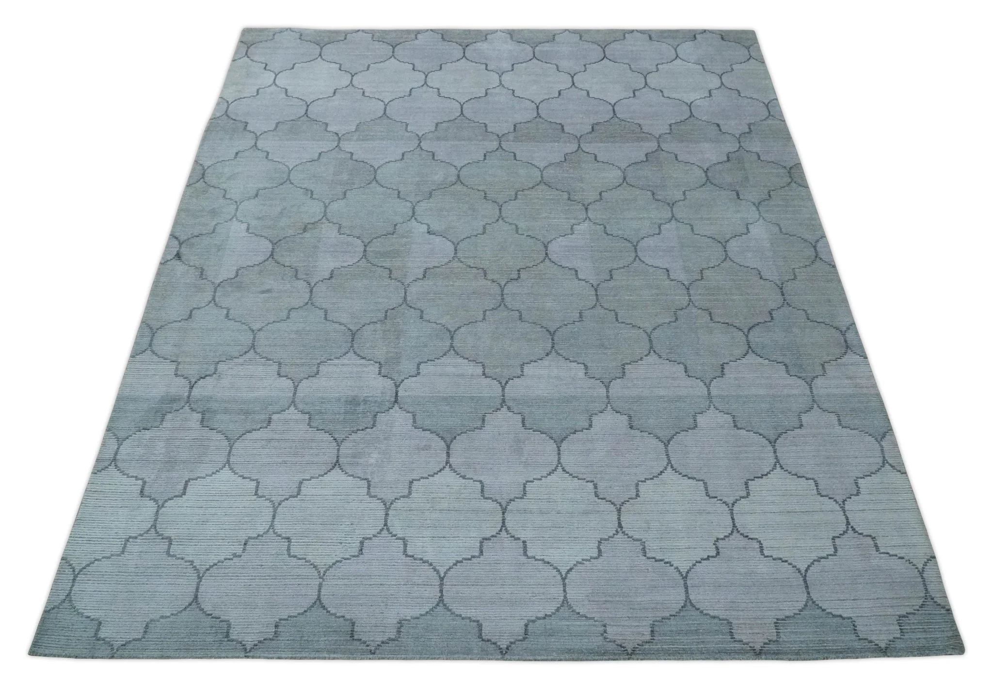 Fine Hand Loomed 8x10 Silver, Gray and Charcoal Modern Geometric Trellis Art Silk Area Rug - Image 10