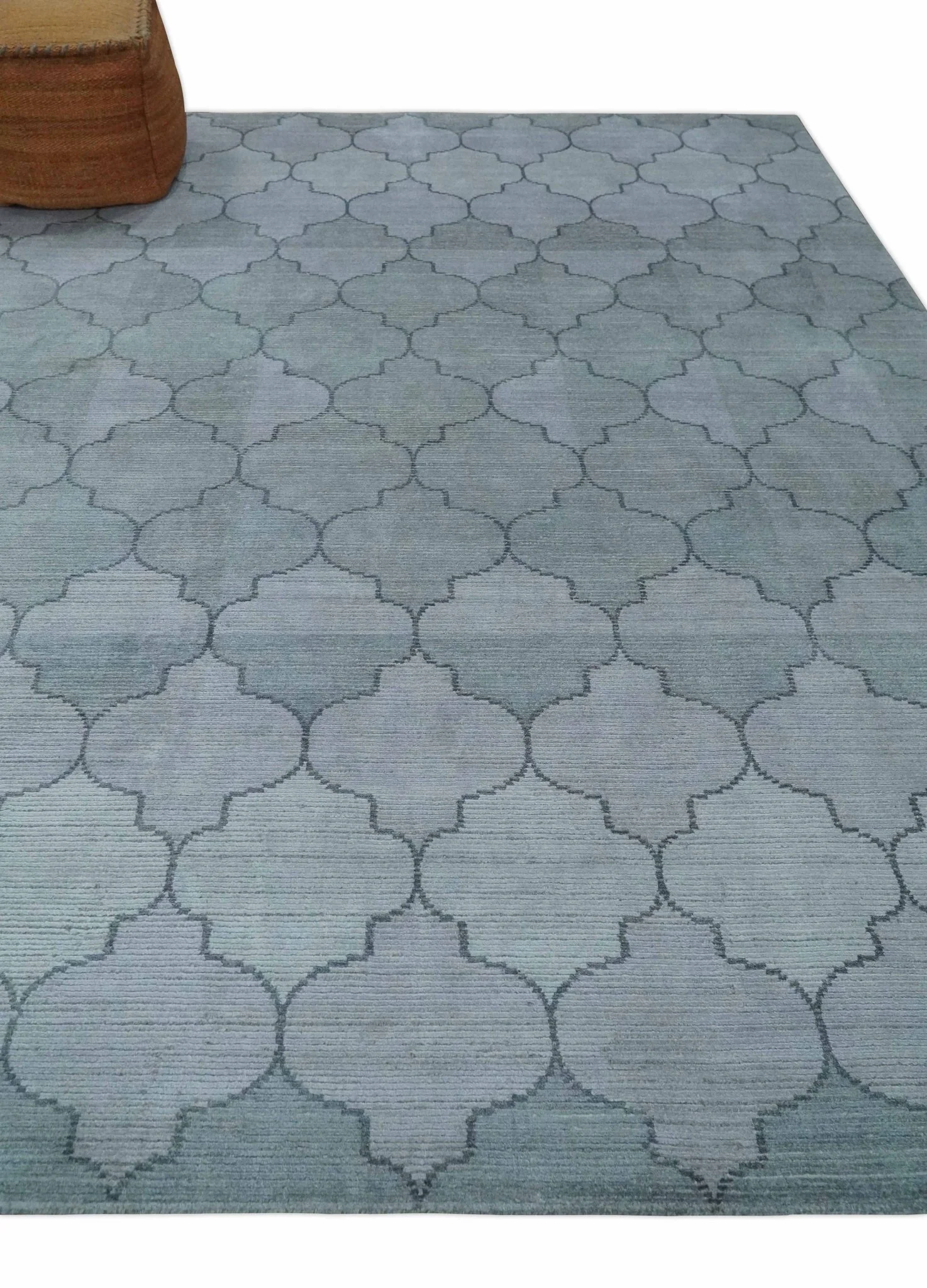 Fine Hand Loomed 8x10 Silver, Gray and Charcoal Modern Geometric Trellis Art Silk Area Rug - Image 3