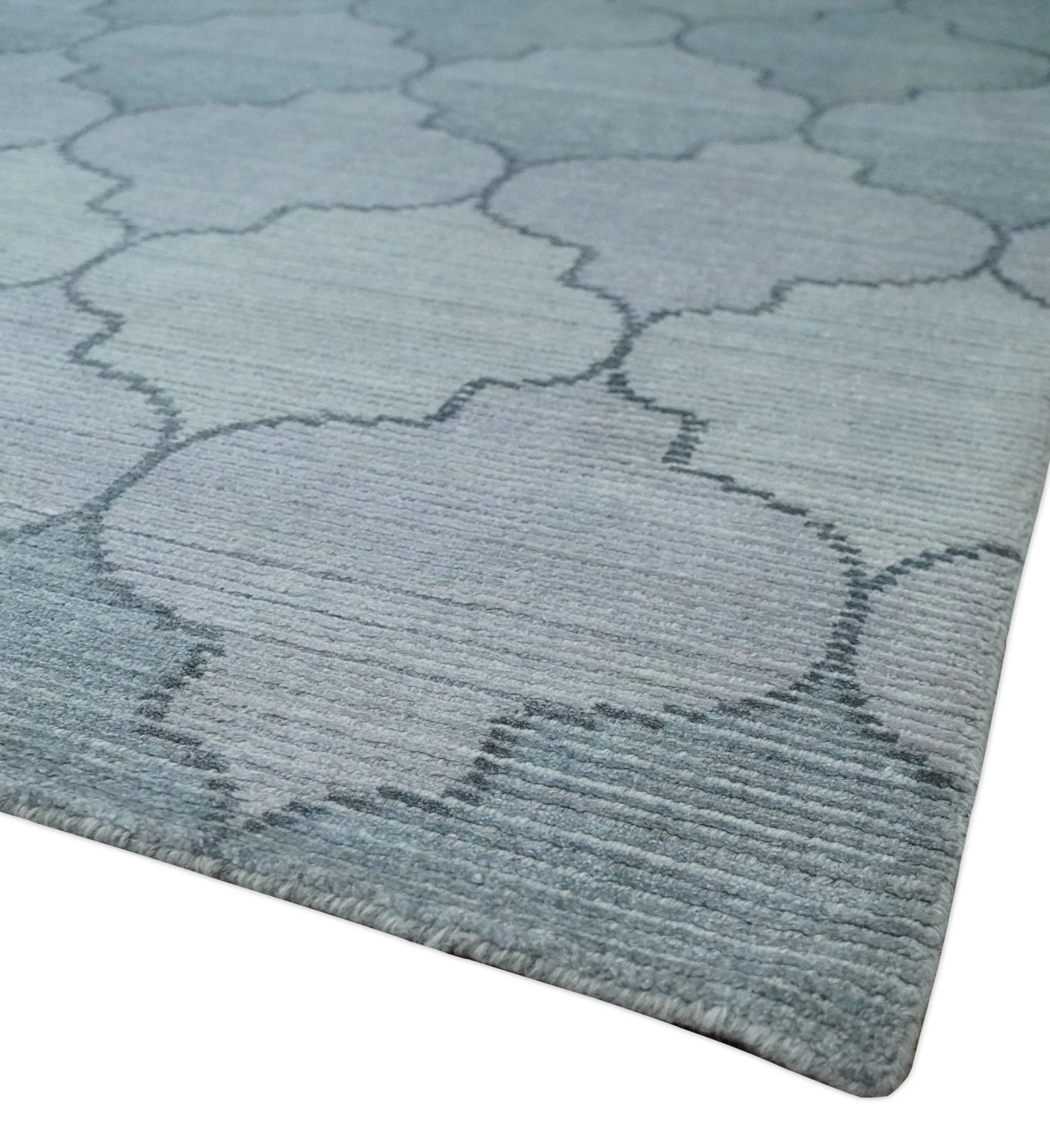 Fine Hand Loomed 8x10 Silver, Gray and Charcoal Modern Geometric Trellis Art Silk Area Rug - Image 5