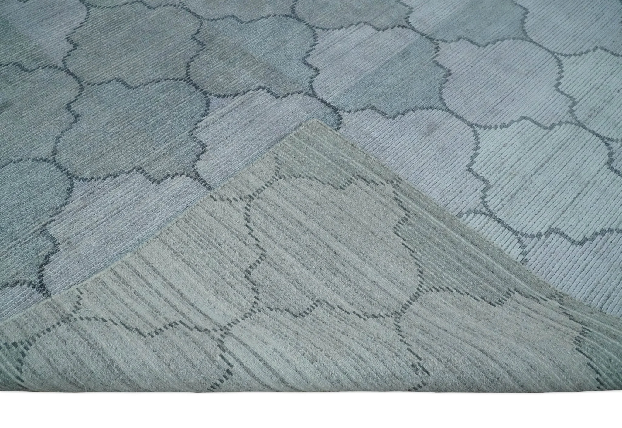 Fine Hand Loomed 8x10 Silver, Gray and Charcoal Modern Geometric Trellis Art Silk Area Rug - Image 7