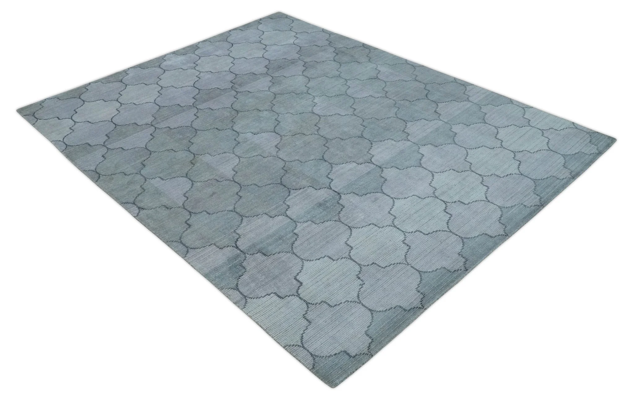 Fine Hand Loomed 8x10 Silver, Gray and Charcoal Modern Geometric Trellis Art Silk Area Rug - Image 9