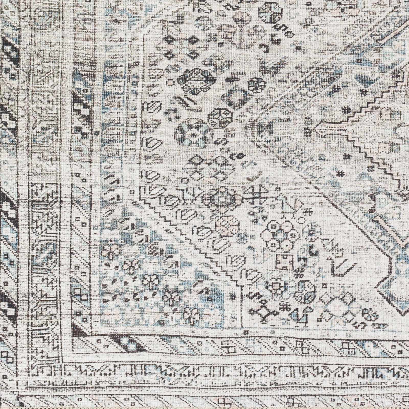 Silver, Gray and Charcoal Machine Woven Traditional Washable Turkish Rug - Image 5