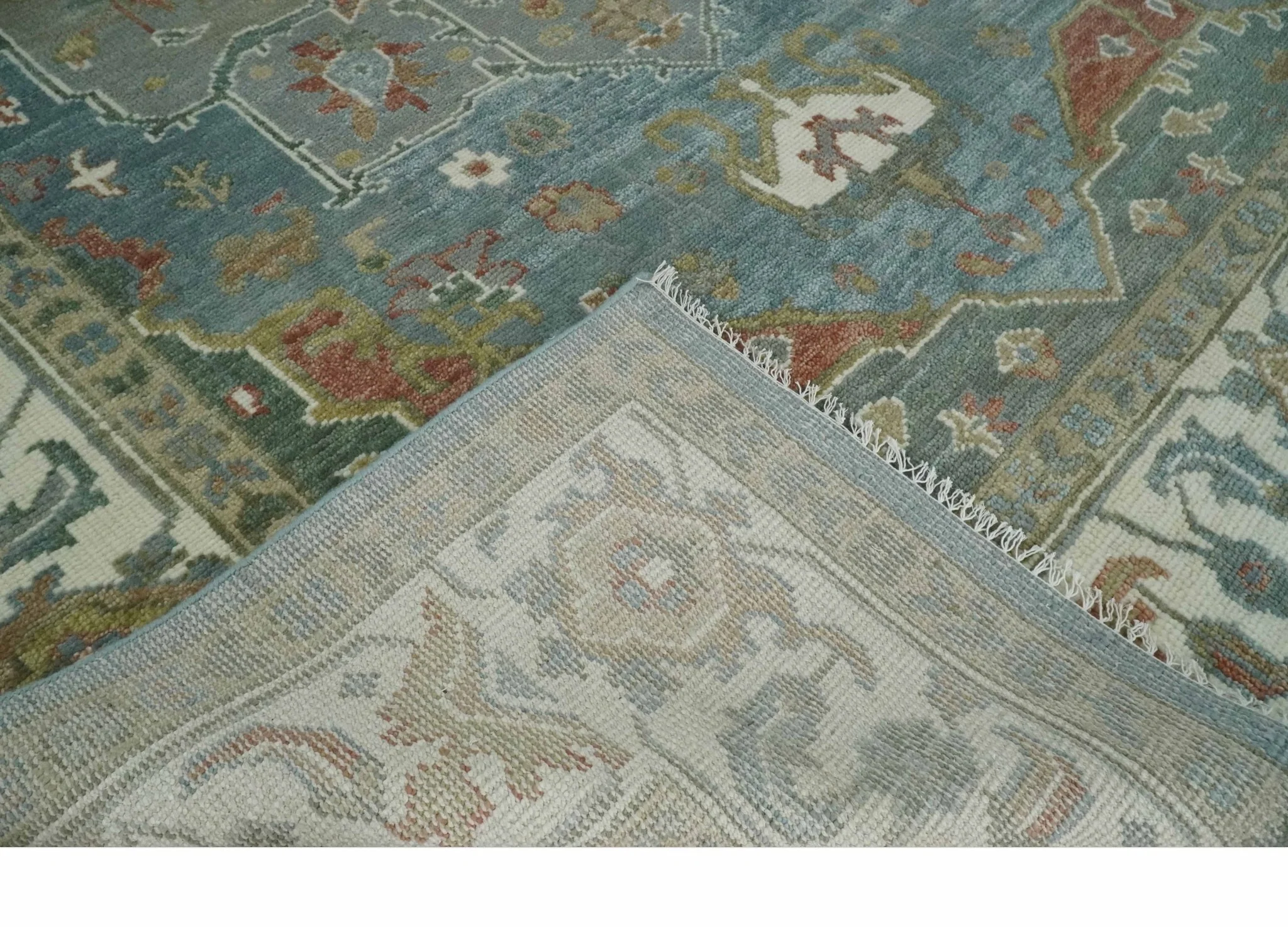 9x12 Silver, Gray and Ivory Hand Knotted Traditional Wool Area Rug - Image 7