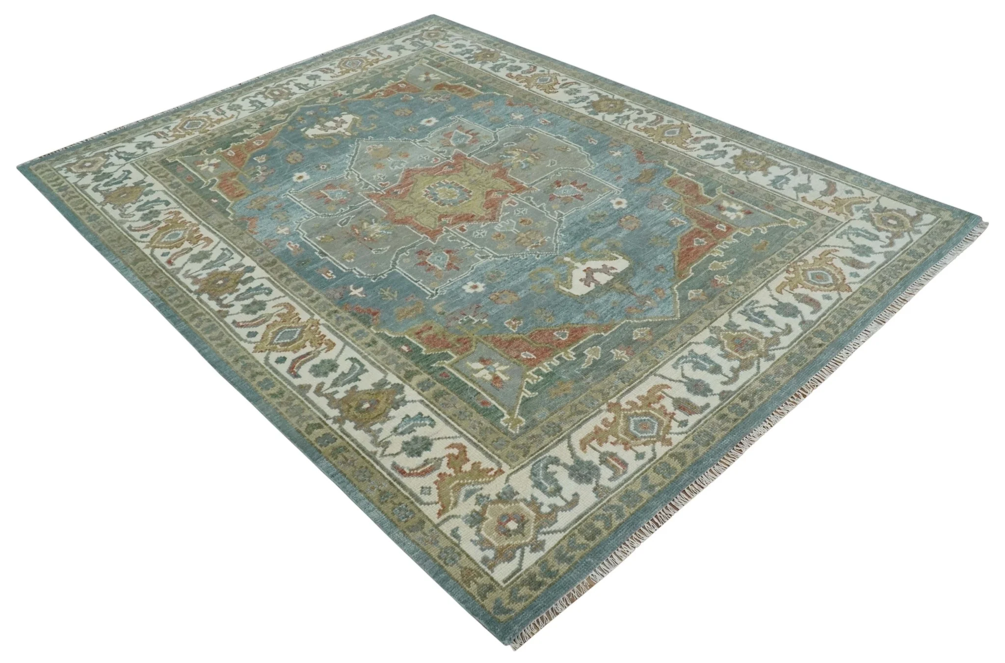 9x12 Silver, Gray and Ivory Hand Knotted Traditional Wool Area Rug - Image 9