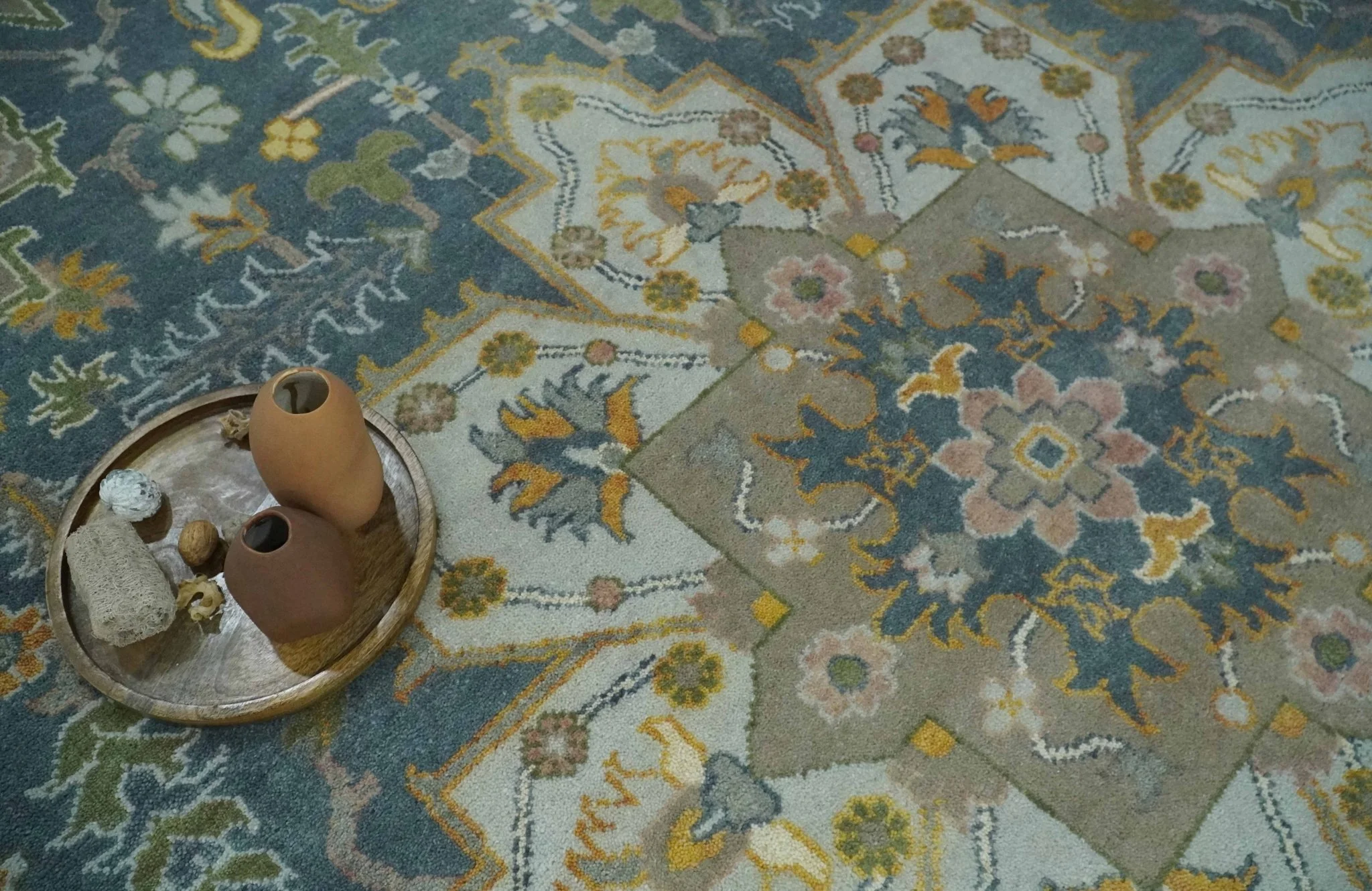 Silver, Teal and Taupe Hand knotted Traditional Heriz Serapi 9x12 Wool Area Rug - Image 8