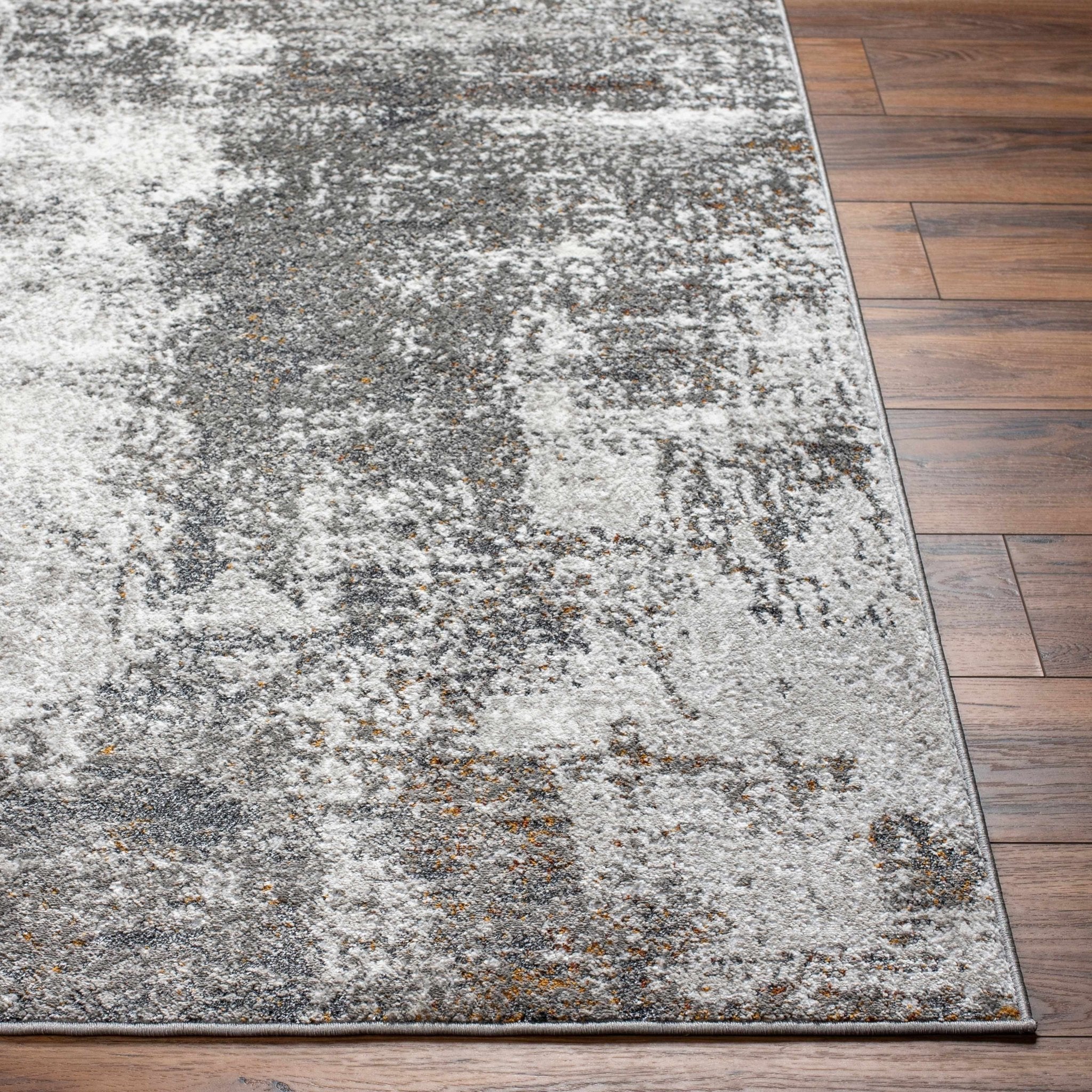Silver, Gray, Charcoal and Gold Modern Area Rug - Image 2