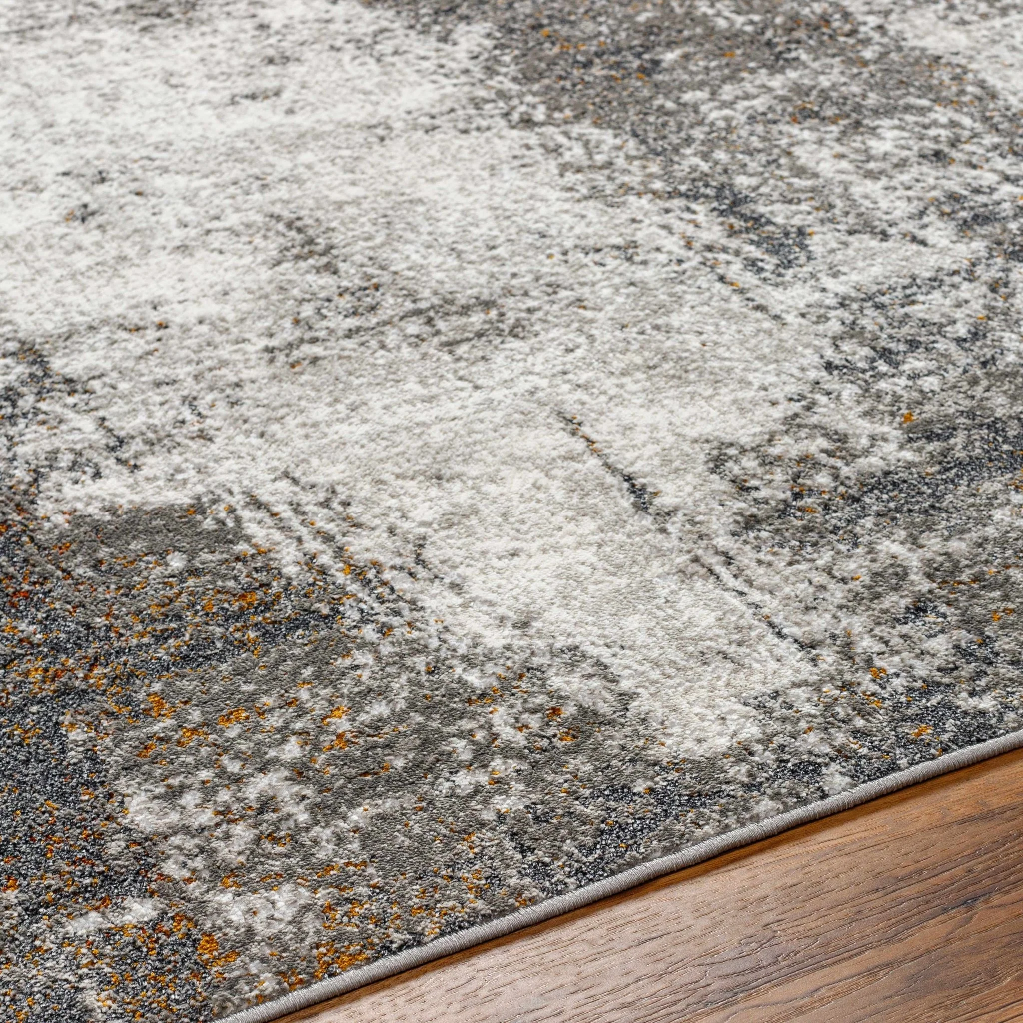 Silver, Gray, Charcoal and Gold Modern Area Rug - Image 5