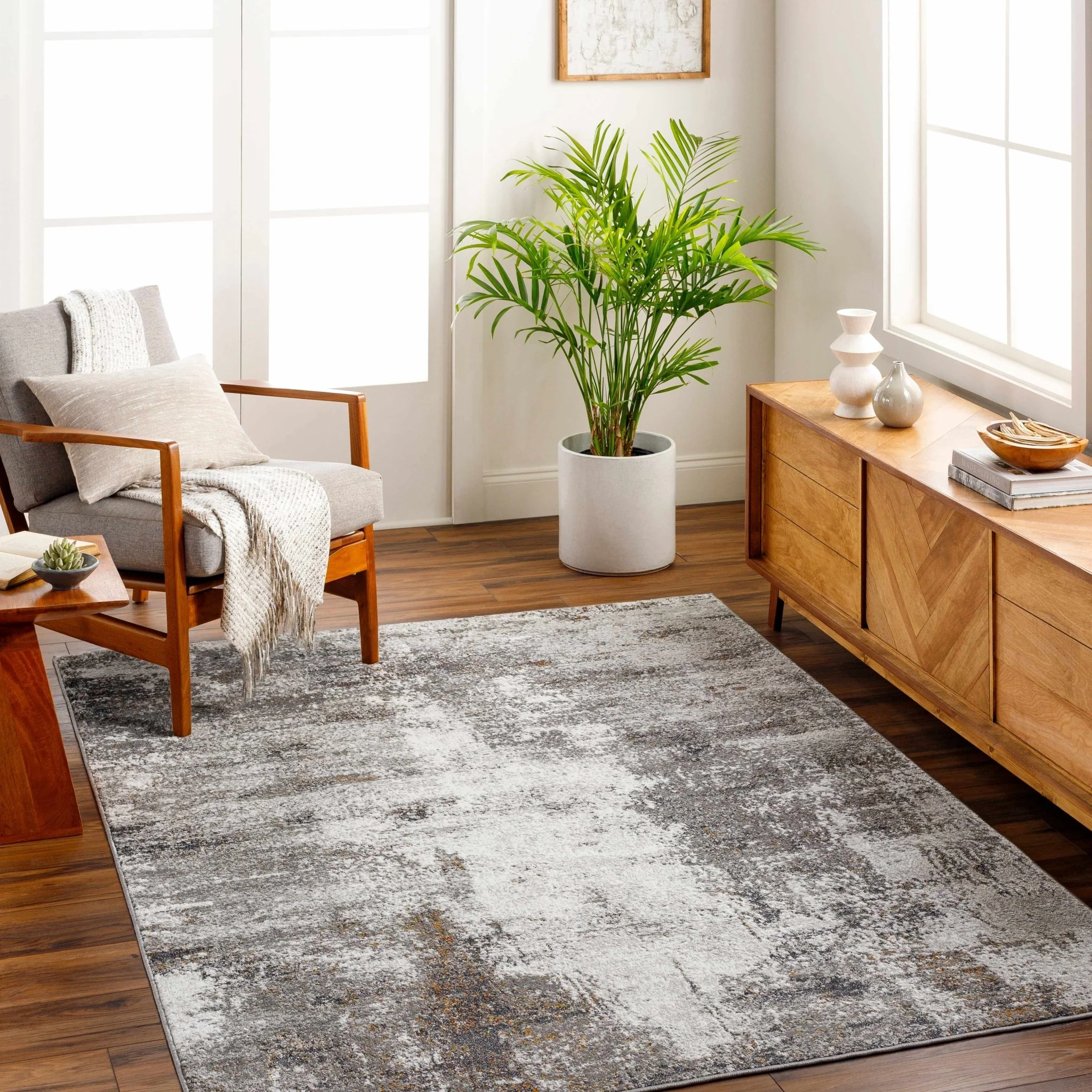 Silver, Gray, Charcoal and Gold Modern Area Rug - Image 6