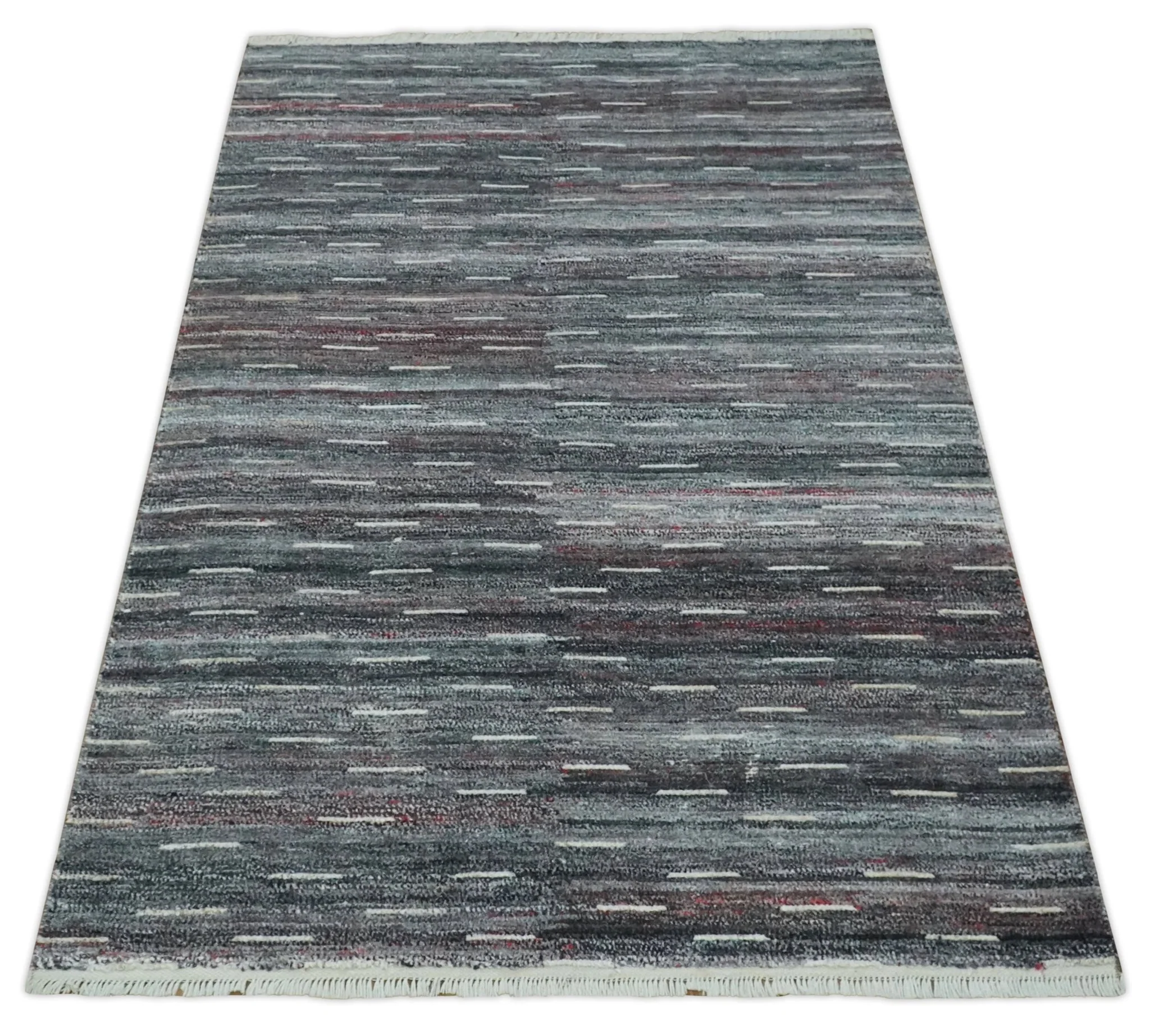 Silver, Gray, Charcoal, and Maroon Modern Abstract Dari 5x8 Pet yarn Area Rug - Image 11