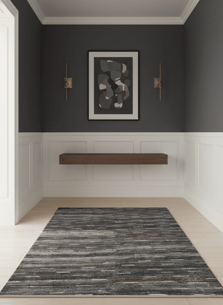 Silver, Gray, Charcoal, and Maroon Modern Abstract Dari 5x8 Pet yarn Area Rug - Image 2