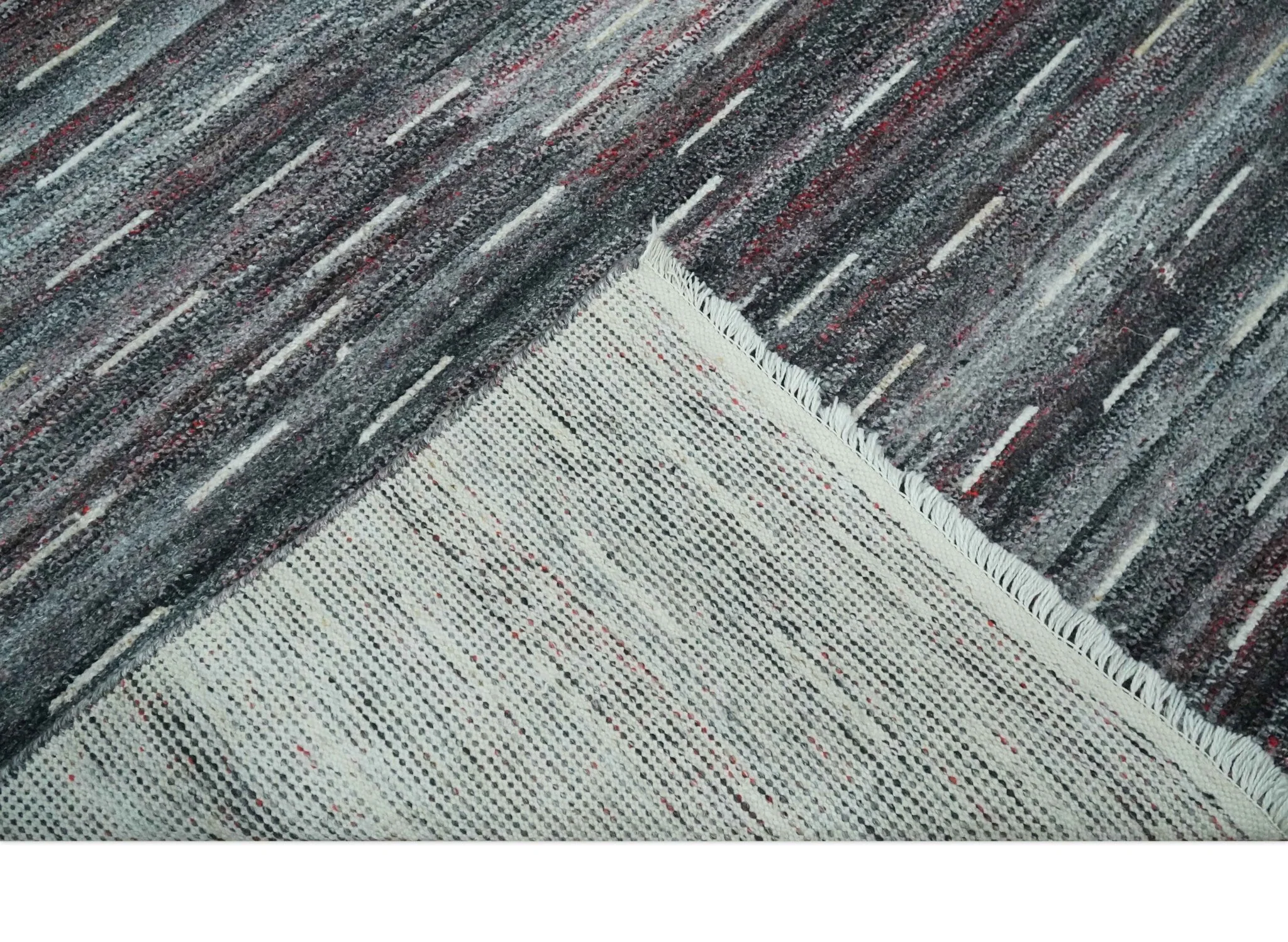 Silver, Gray, Charcoal, and Maroon Modern Abstract Dari 5x8 Pet yarn Area Rug - Image 8