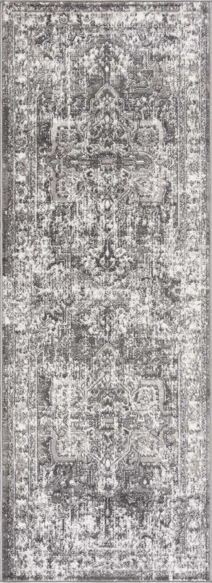 Silver, Gray and Charcoal Traditional Medallion Design Jute Backing Area Rug - Image 4