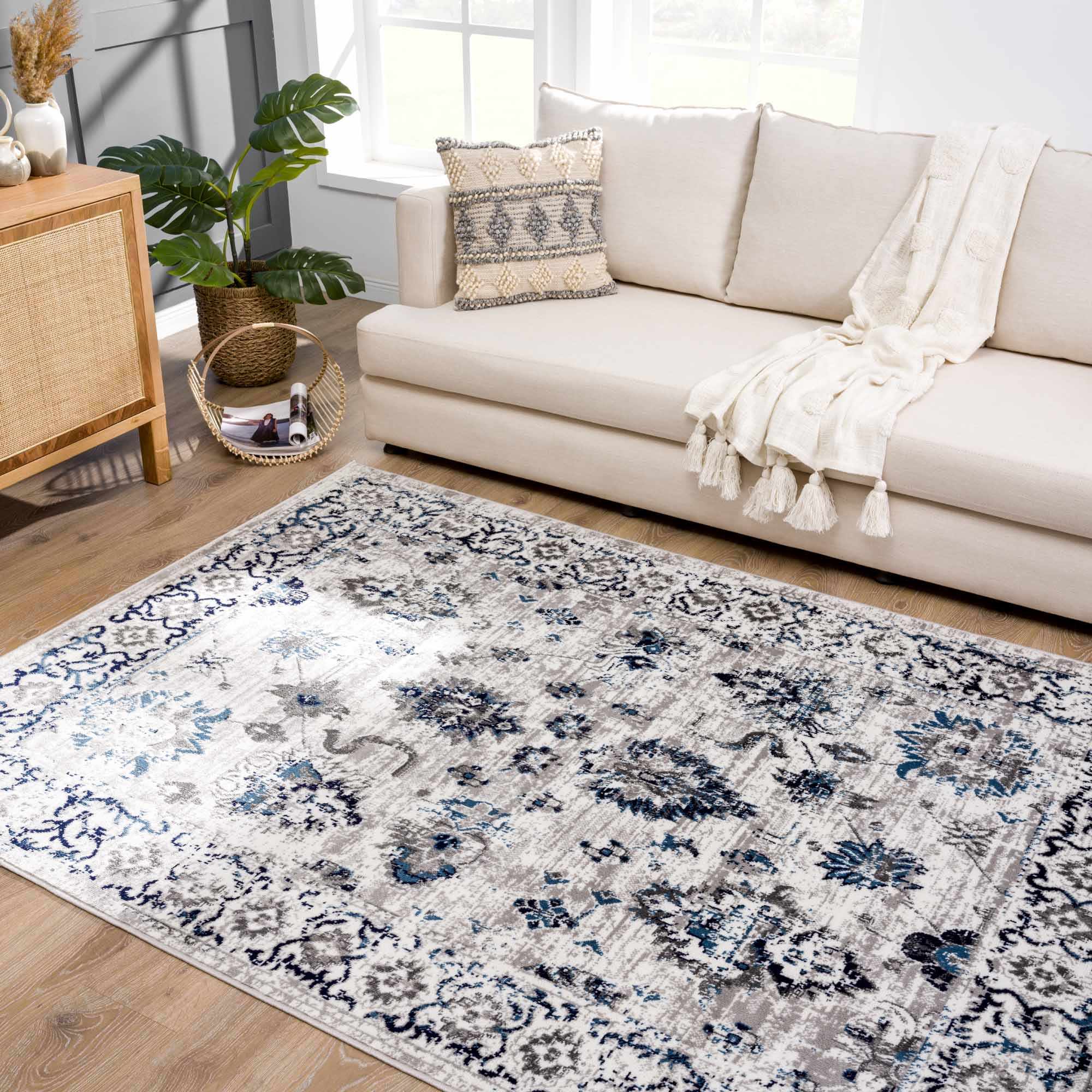 Silver, Gray, Teal and Charcoal Traditional Oushak Design Area Rug - Image 14