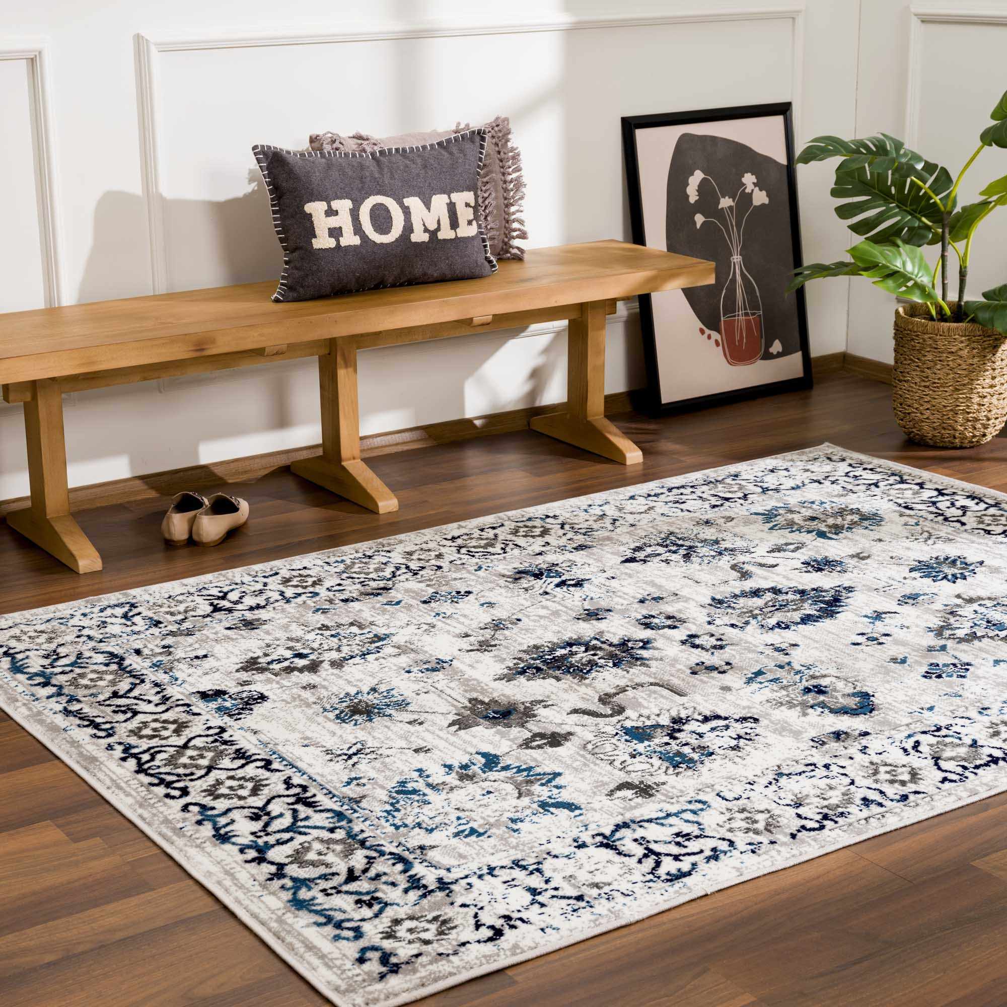 Silver, Gray, Teal and Charcoal Traditional Oushak Design Area Rug - Image 15