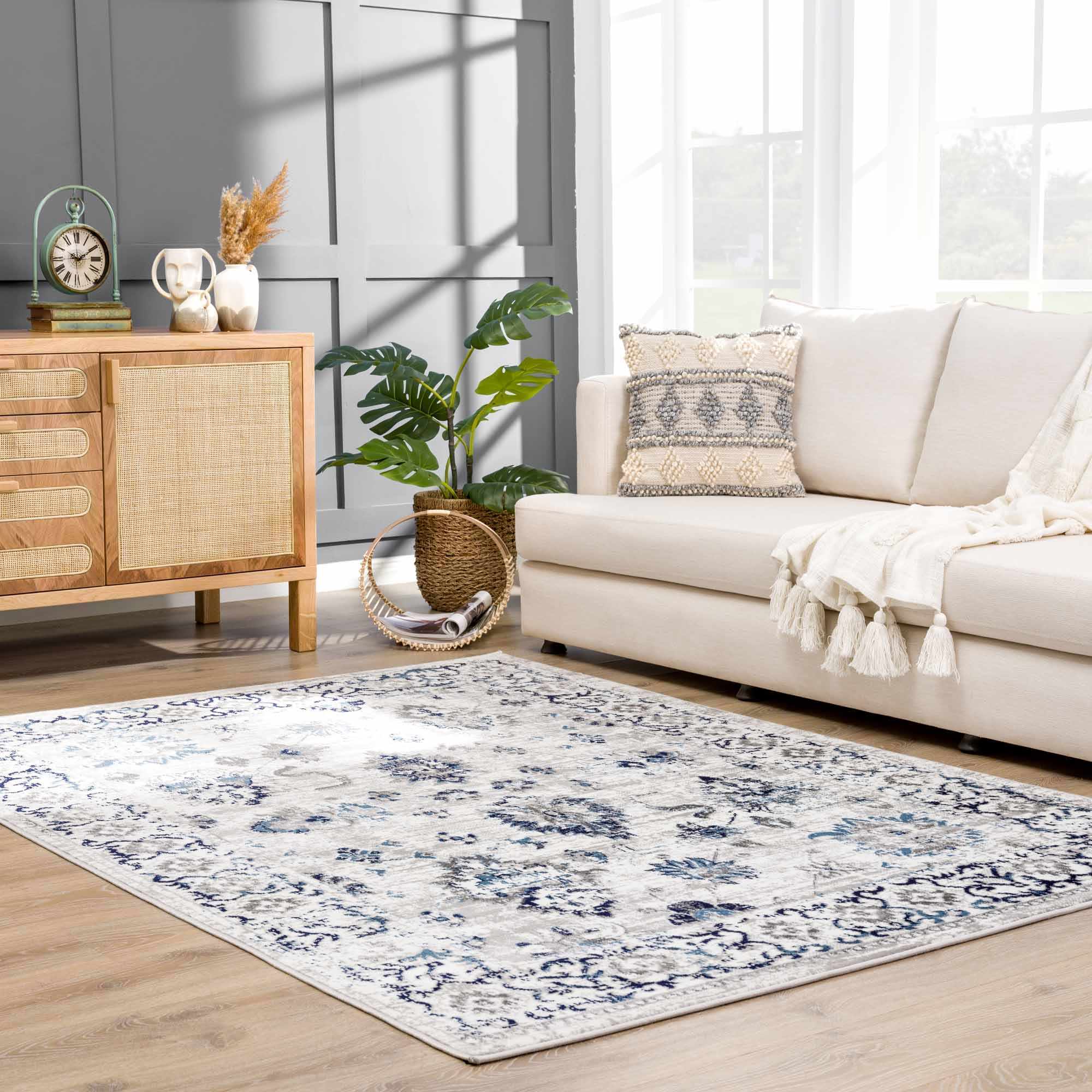 Silver, Gray, Teal and Charcoal Traditional Oushak Design Area Rug - Image 2