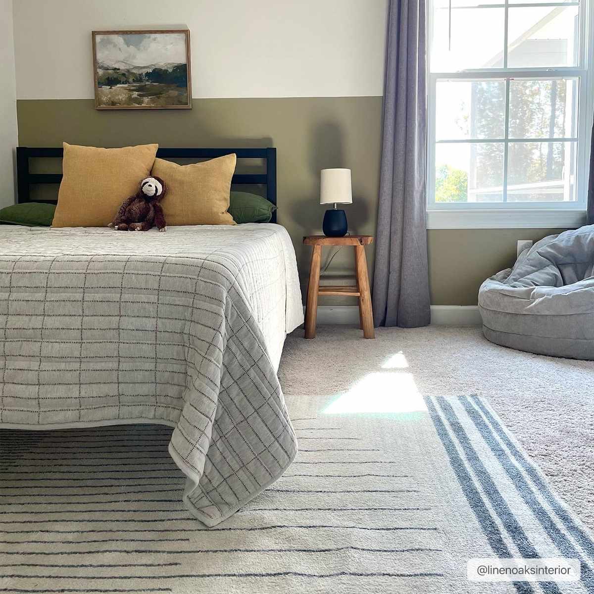 Silver, Ivory and Charcoal Geometrical Stripes Pattern washable Design Rug - Image 18