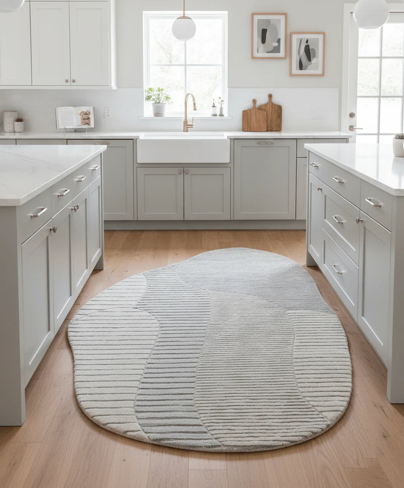 Stone Silver Modern Ripple Hand Tufted 5x7 Wool Area Rug - Image 2