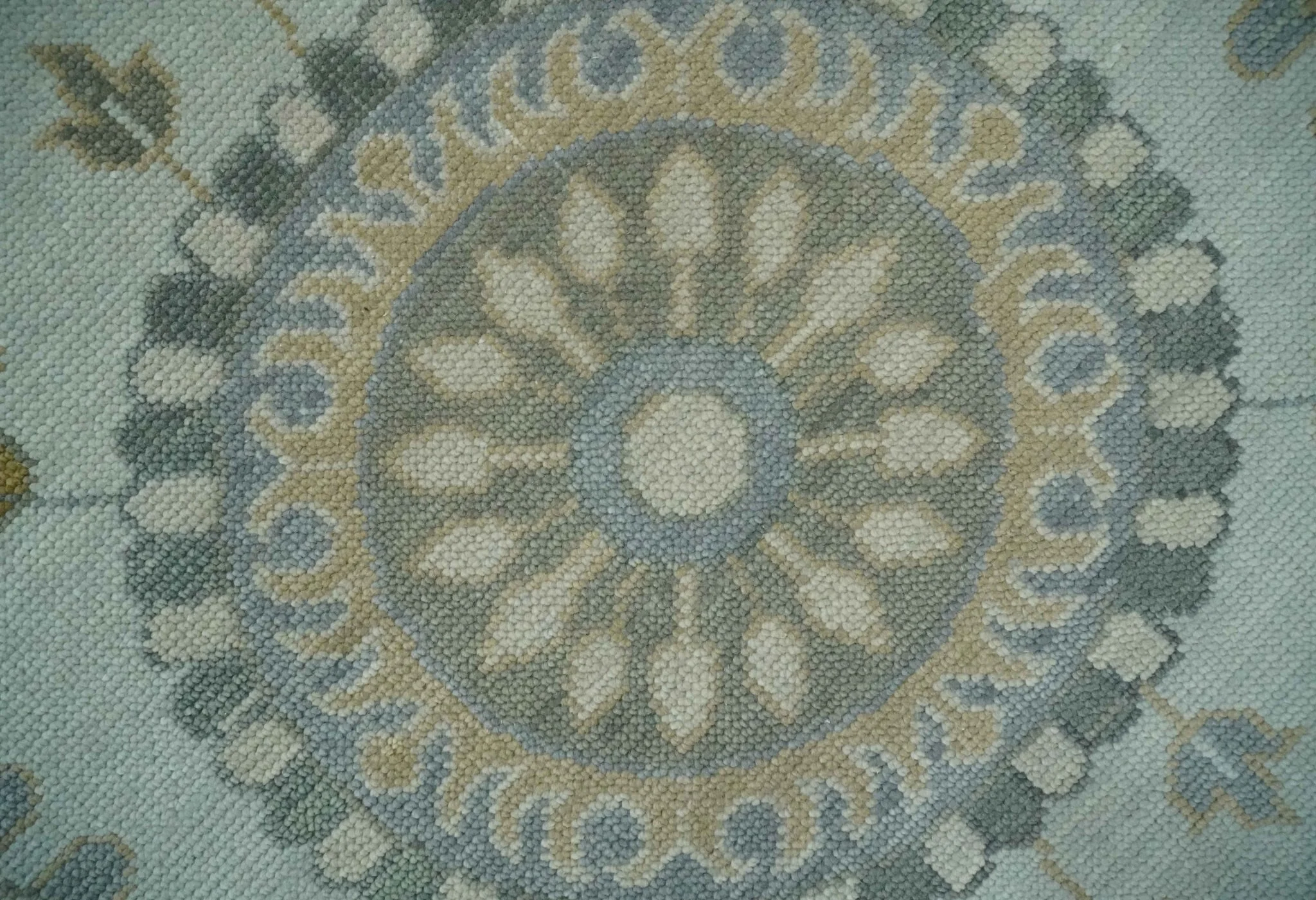 Silver, Olive and Gray Floral Herati Medallion Hand knotted Custom Made wool Area Rug - Image 4