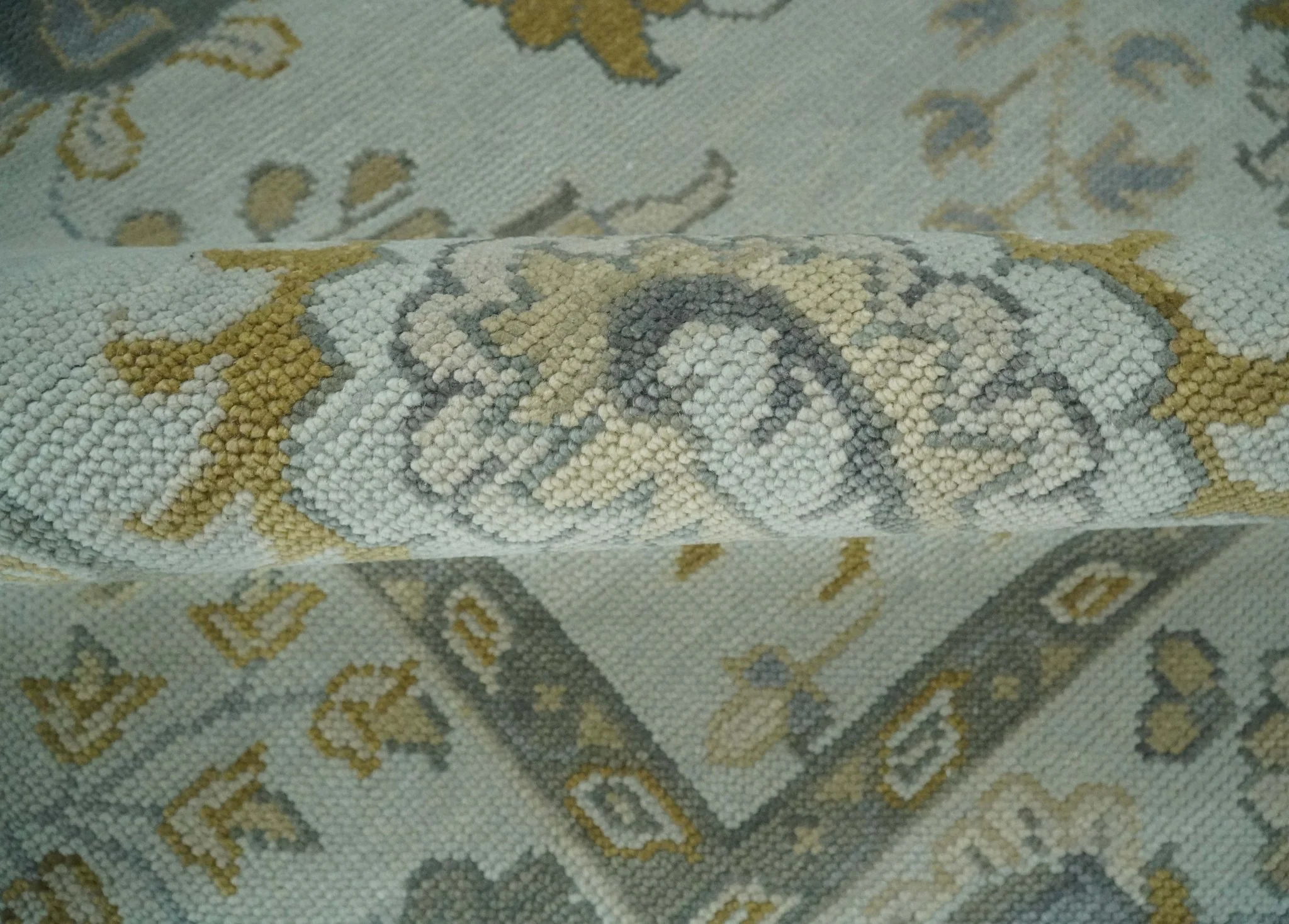 Silver, Olive and Gray Floral Herati Medallion Hand knotted Custom Made wool Area Rug - Image 6