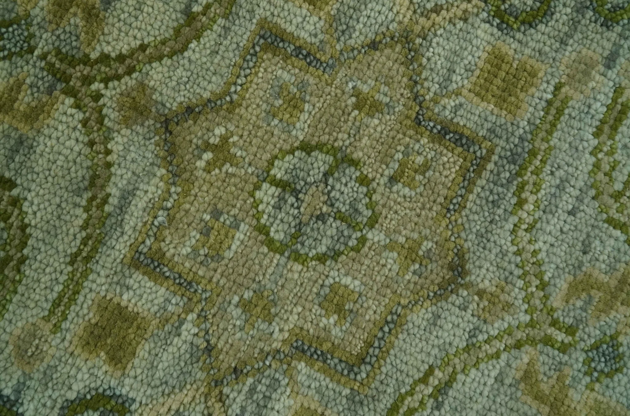Silver, Olive and Green Traditional Floral motifs design 8x10 wool area rug - Image 7