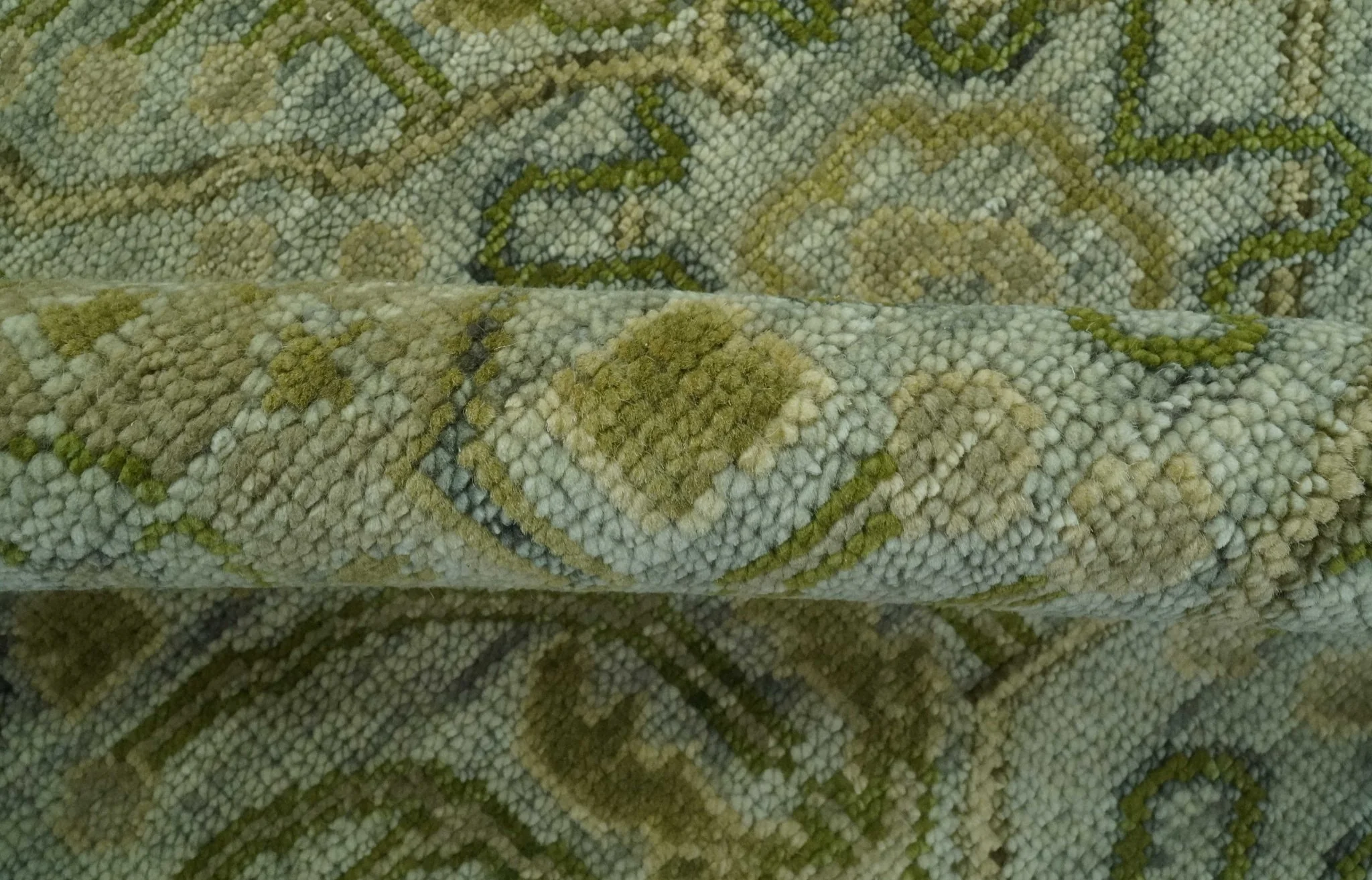 Silver, Olive and Green Traditional Floral motifs design 8x10 wool area rug - Image 8