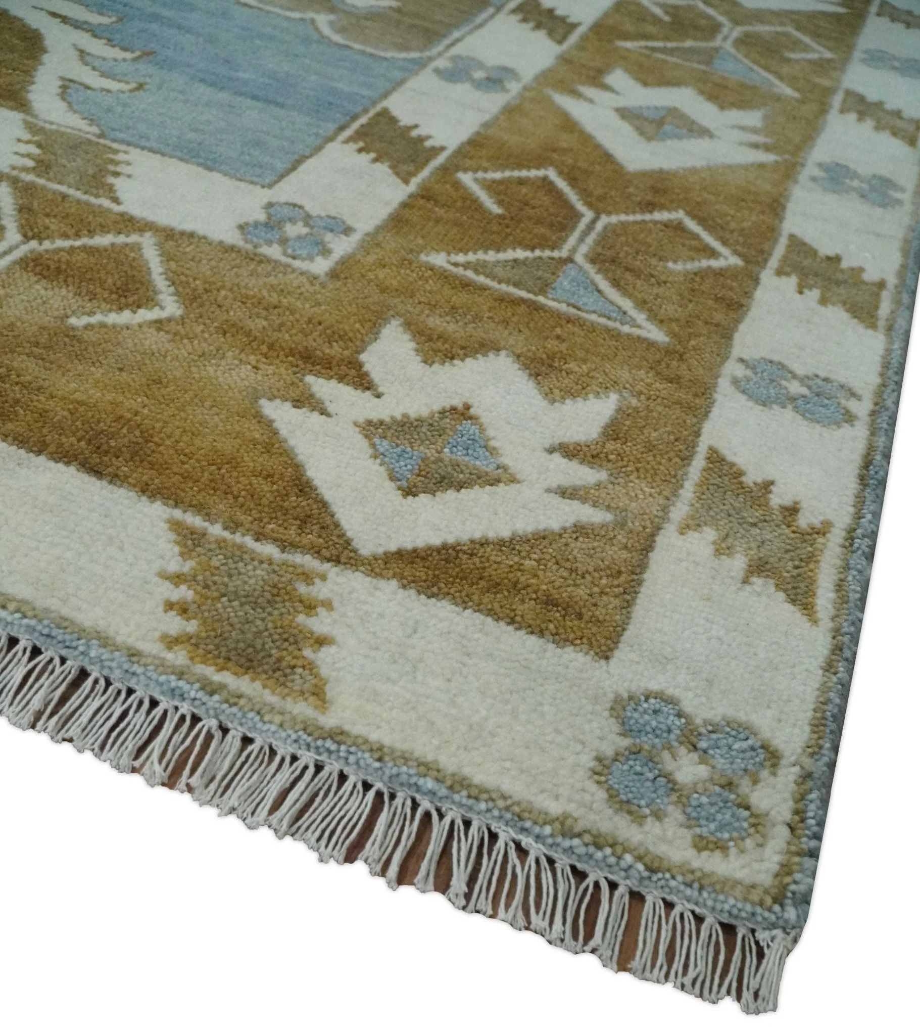 Silver, Olive and Ivory Traditional Medallion Large Floral Design Hand knotted 9x12 wool Rug - Image 5