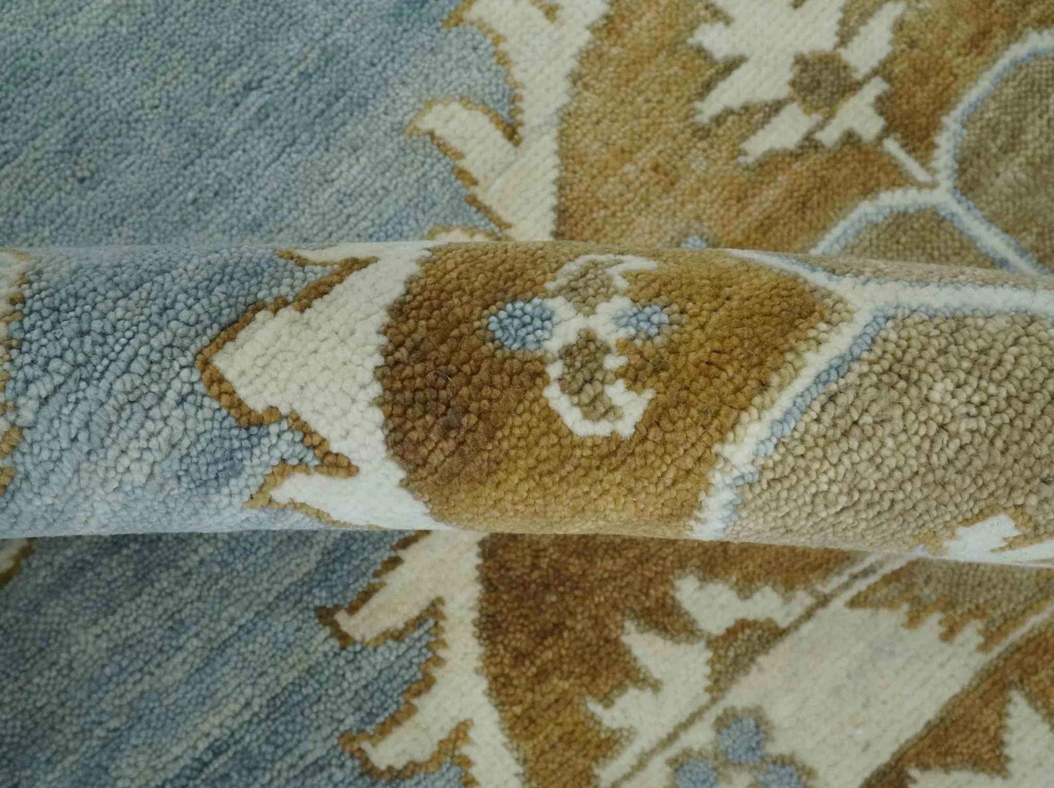 Silver, Olive and Ivory Traditional Medallion Large Floral Design Hand knotted 9x12 wool Rug - Image 7