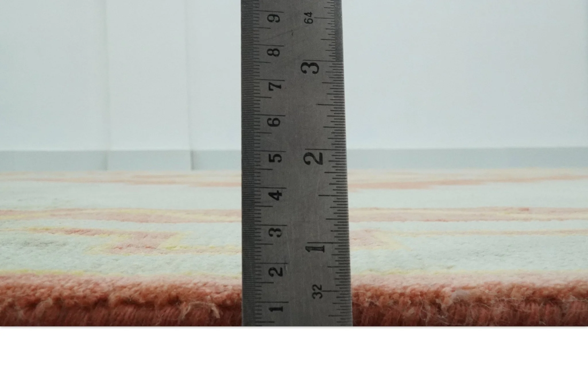 Hand Knotted 8x10 Silver, Peach and Mustard Southwestern wool area rug - Image 8