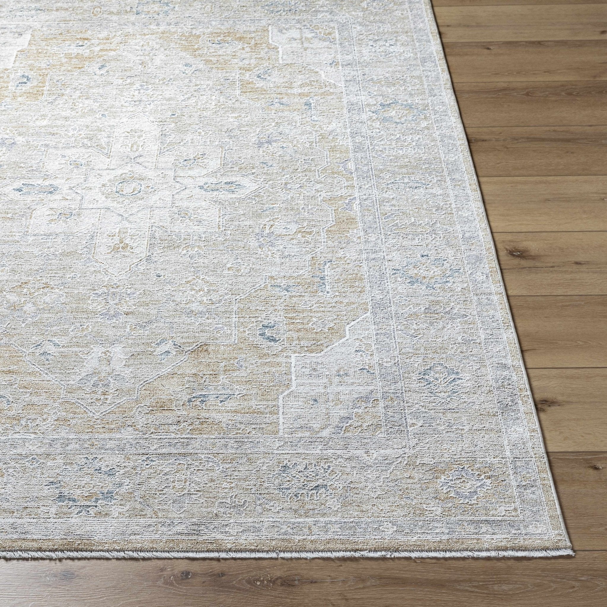 Silver Traditional Medallion Machine Woven Rug - Image 2