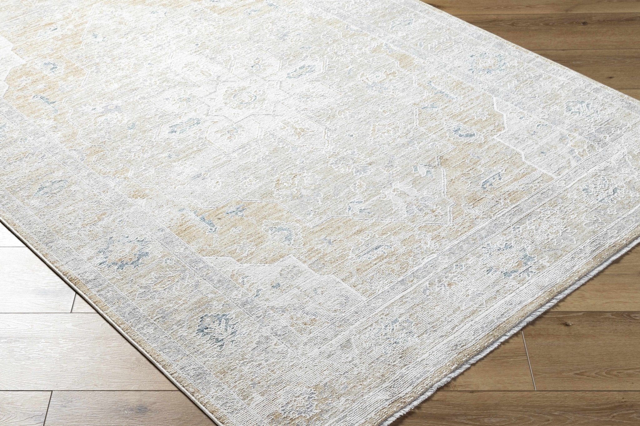 Silver Traditional Medallion Machine Woven Rug - Image 3