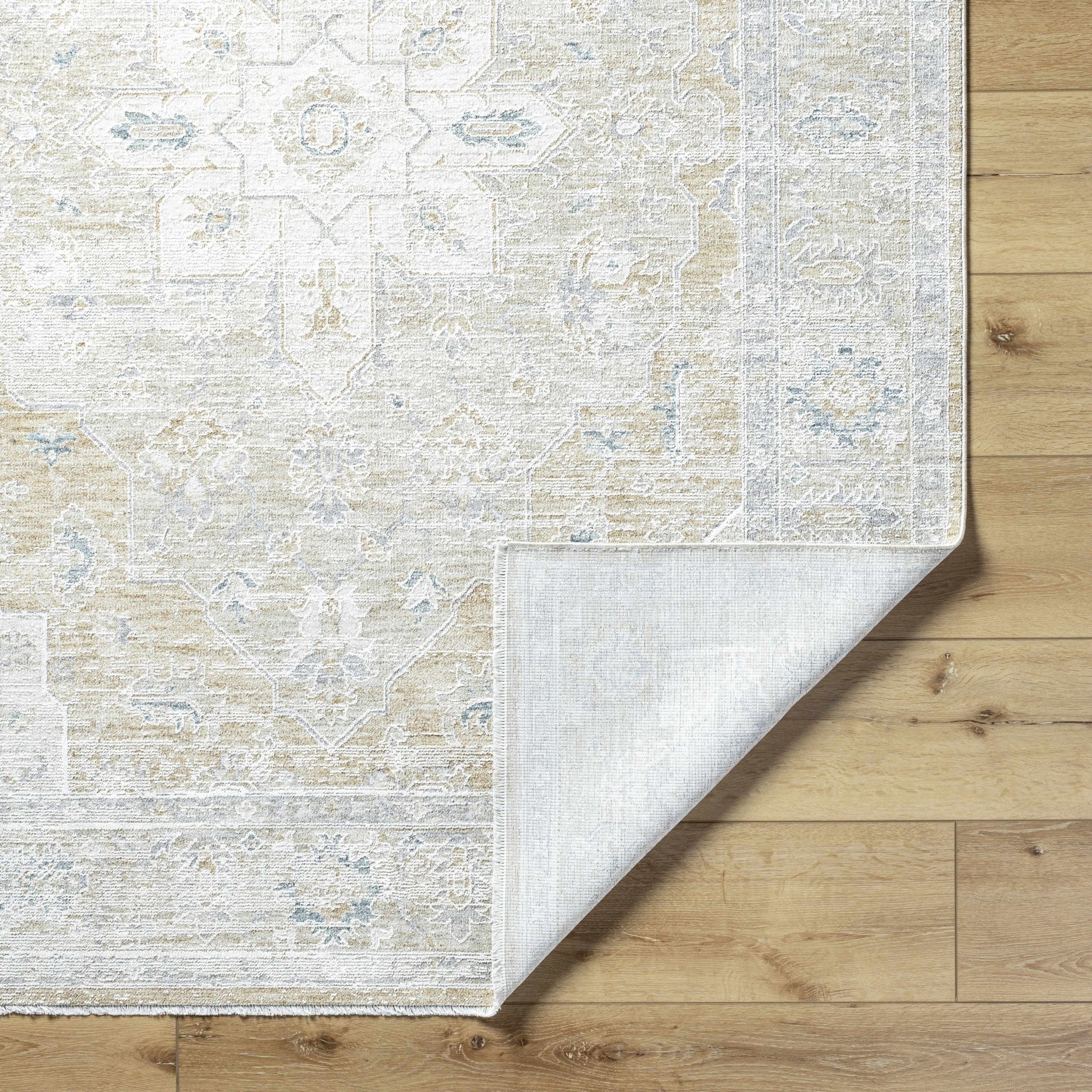 Silver Traditional Medallion Machine Woven Rug - Image 4