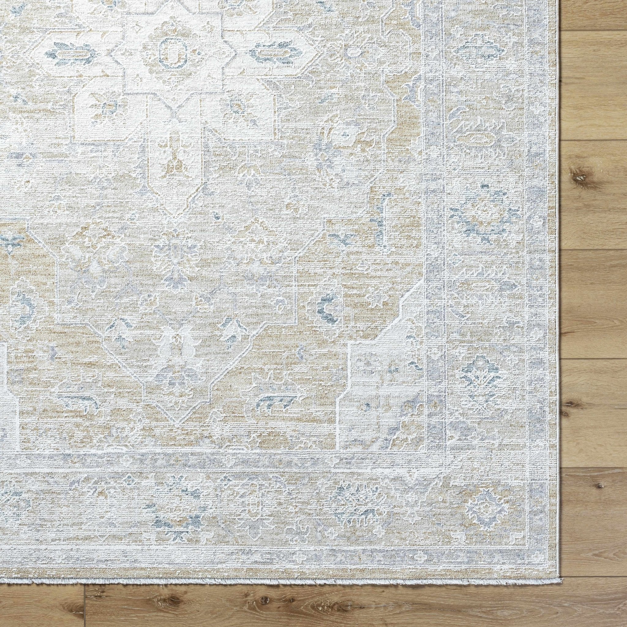Silver Traditional Medallion Machine Woven Rug - Image 6