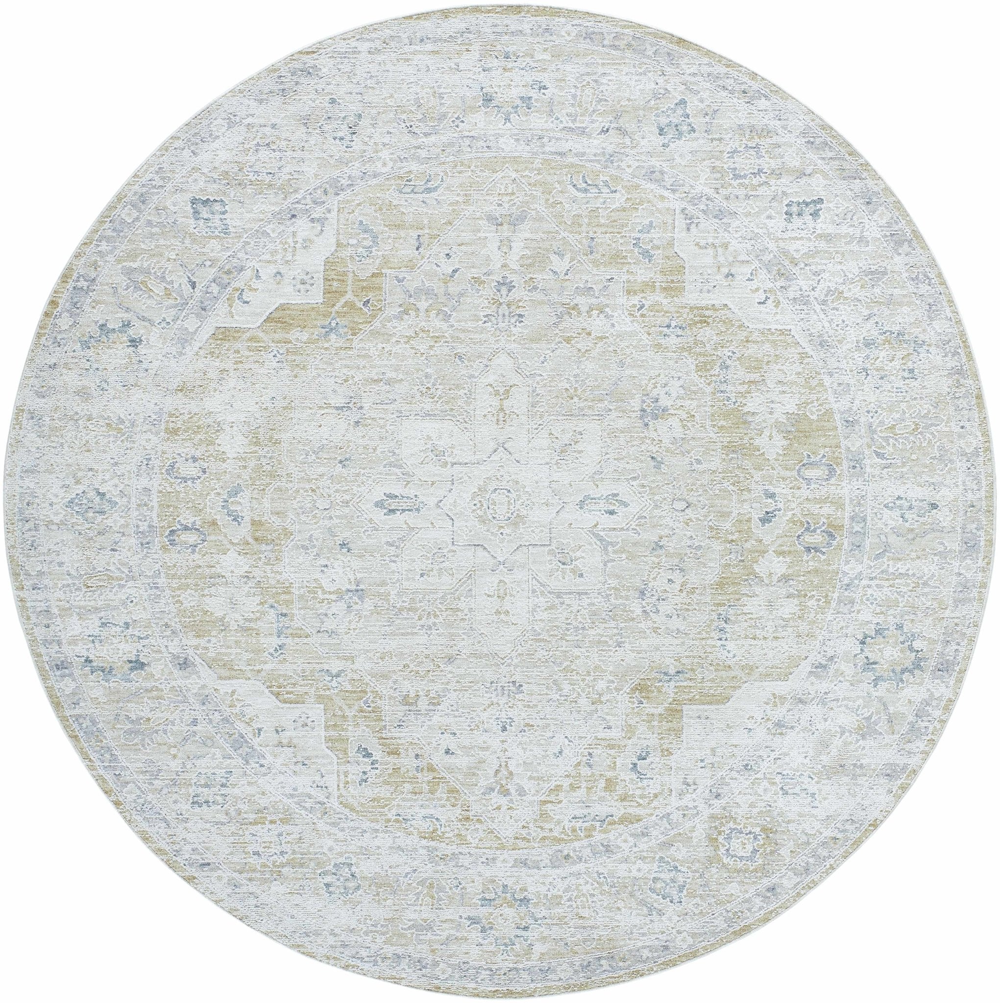 Silver Traditional Medallion Machine Woven Rug - Image 8