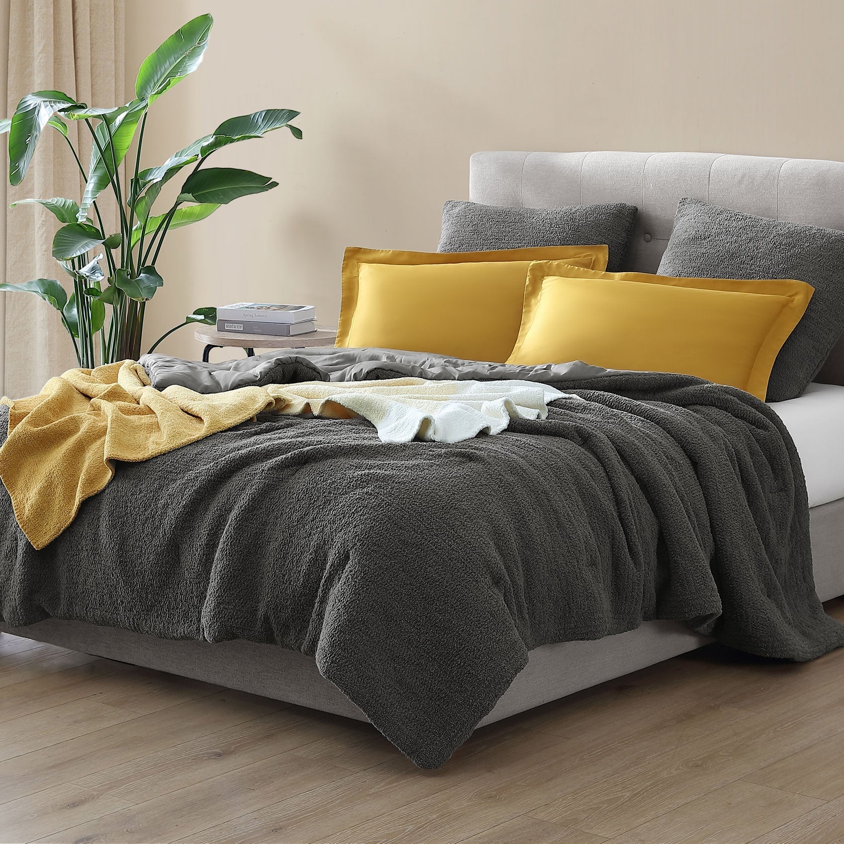 Simple and Elegant Granite and Marigold Striped Lightweight Throw - Image 8