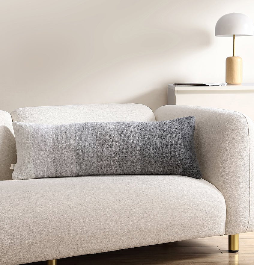 Simple and Elegant Granite and Marigold Striped Lumbar Pillow - Image 3