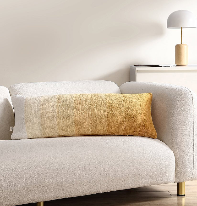 Simple and Elegant Granite and Marigold Striped Lumbar Pillow - Image 6