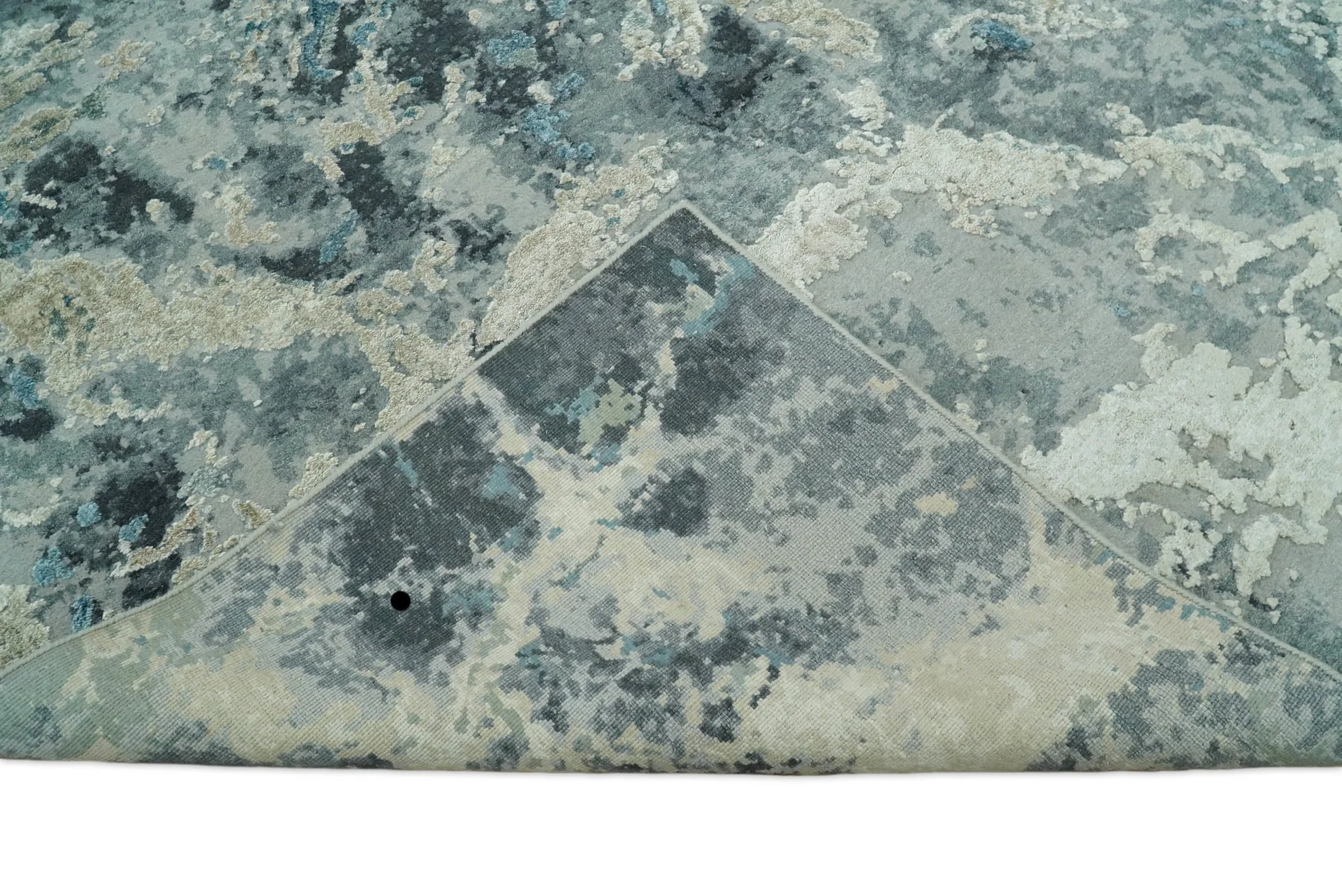 8x10 Rug | One of a Kind Blue and Silver Bamboo Silk Hand Made Modern Abstract Area Rug | SK29 - Image 12