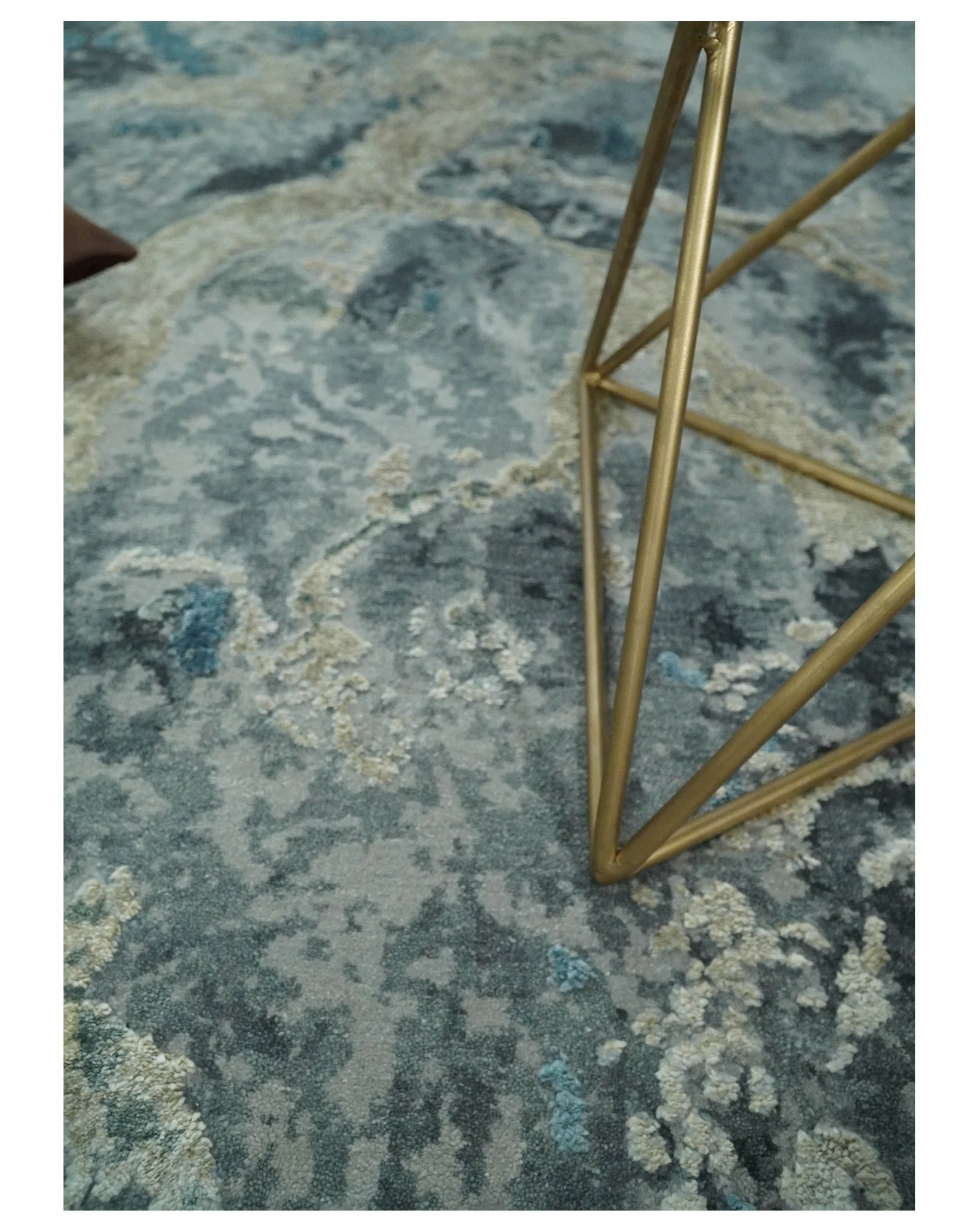 8x10 Rug | One of a Kind Blue and Silver Bamboo Silk Hand Made Modern Abstract Area Rug | SK29 - Image 7