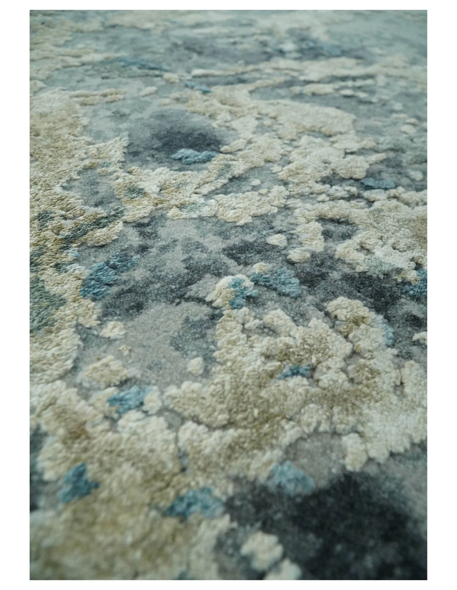 8x10 Rug | One of a Kind Blue and Silver Bamboo Silk Hand Made Modern Abstract Area Rug | SK29 - Image 9