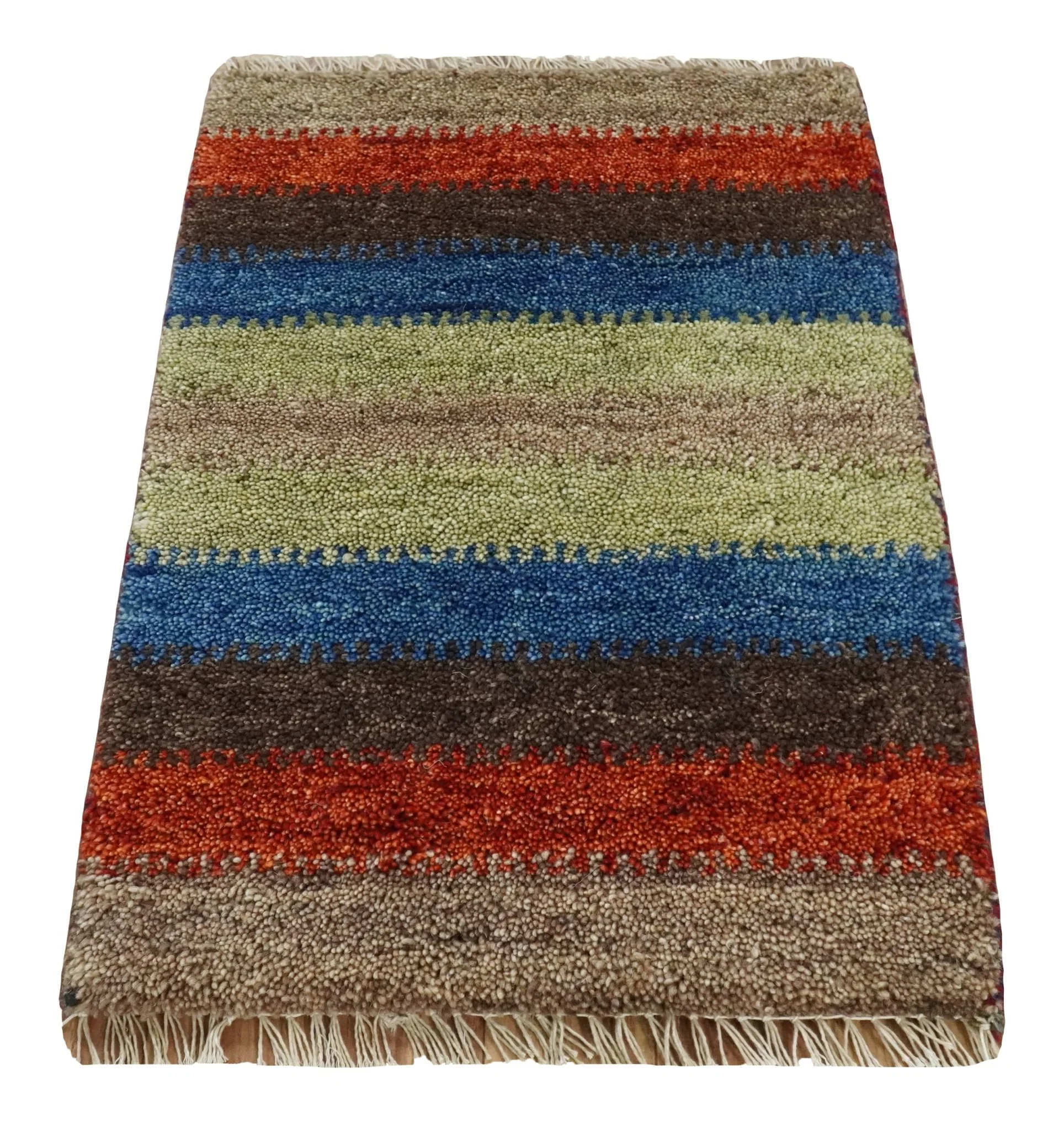 Small 1.5x2 Red, Blue and Green Wool Hand Knotted traditional Persian Vintage Antique Southwestern Gabbeh Rug| TRDCP307152 - Image 3