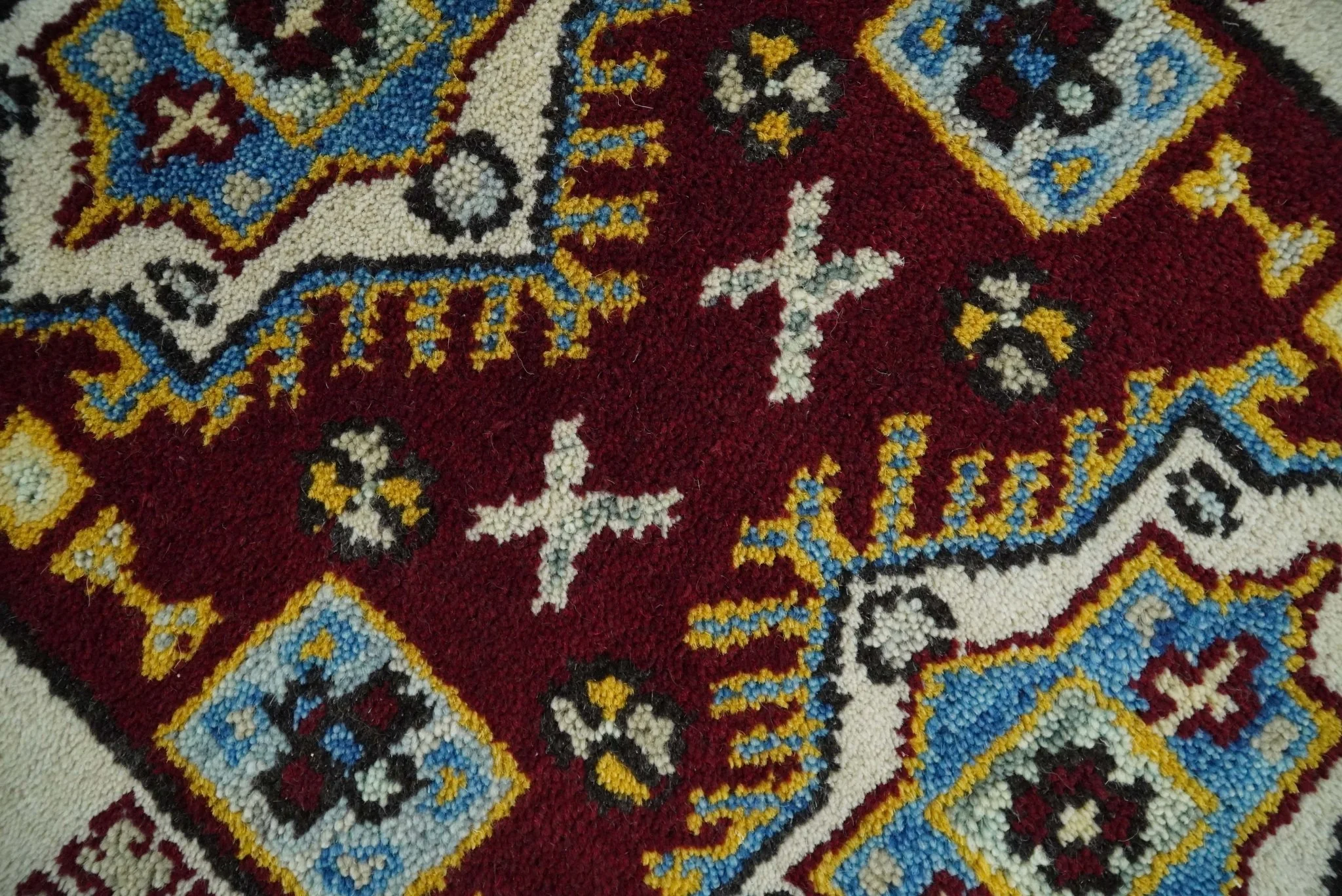 Small 2x3 Red and Beige Wool Hand Knotted traditional Persian Vintage Antique Southwestern Kazak | TRDCP20223 - Image 4