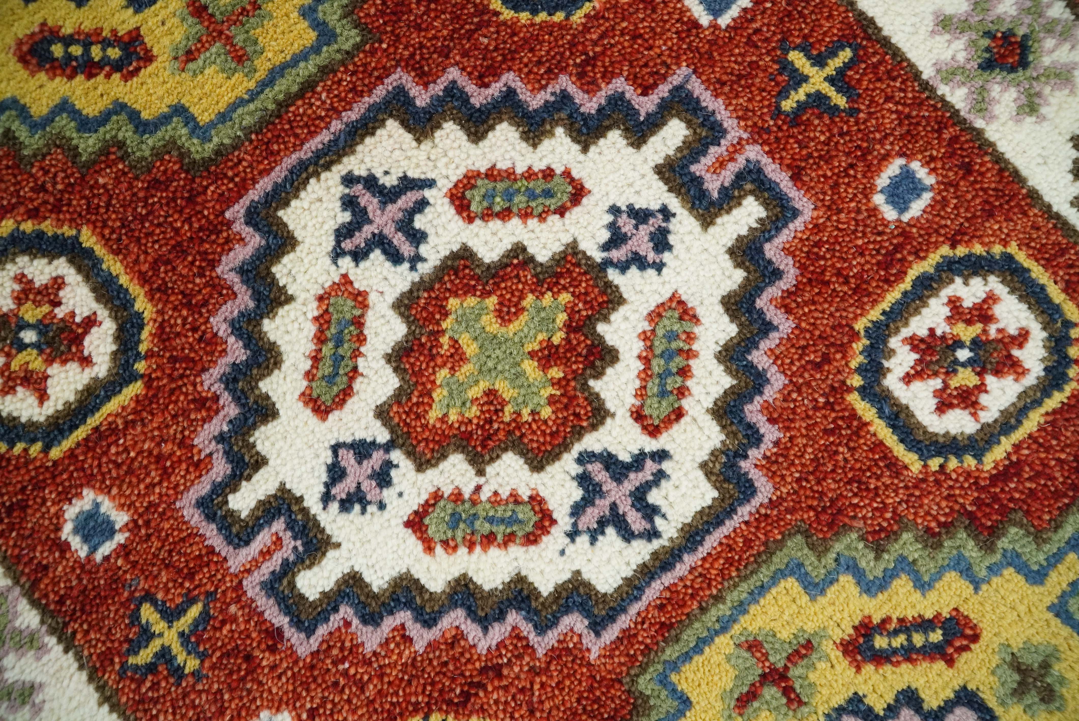 Small 2x3 Red and Ivory Wool Hand Knotted traditional Persian Vintage Antique Southwestern Kazak | TRDCP18323 - Image 4