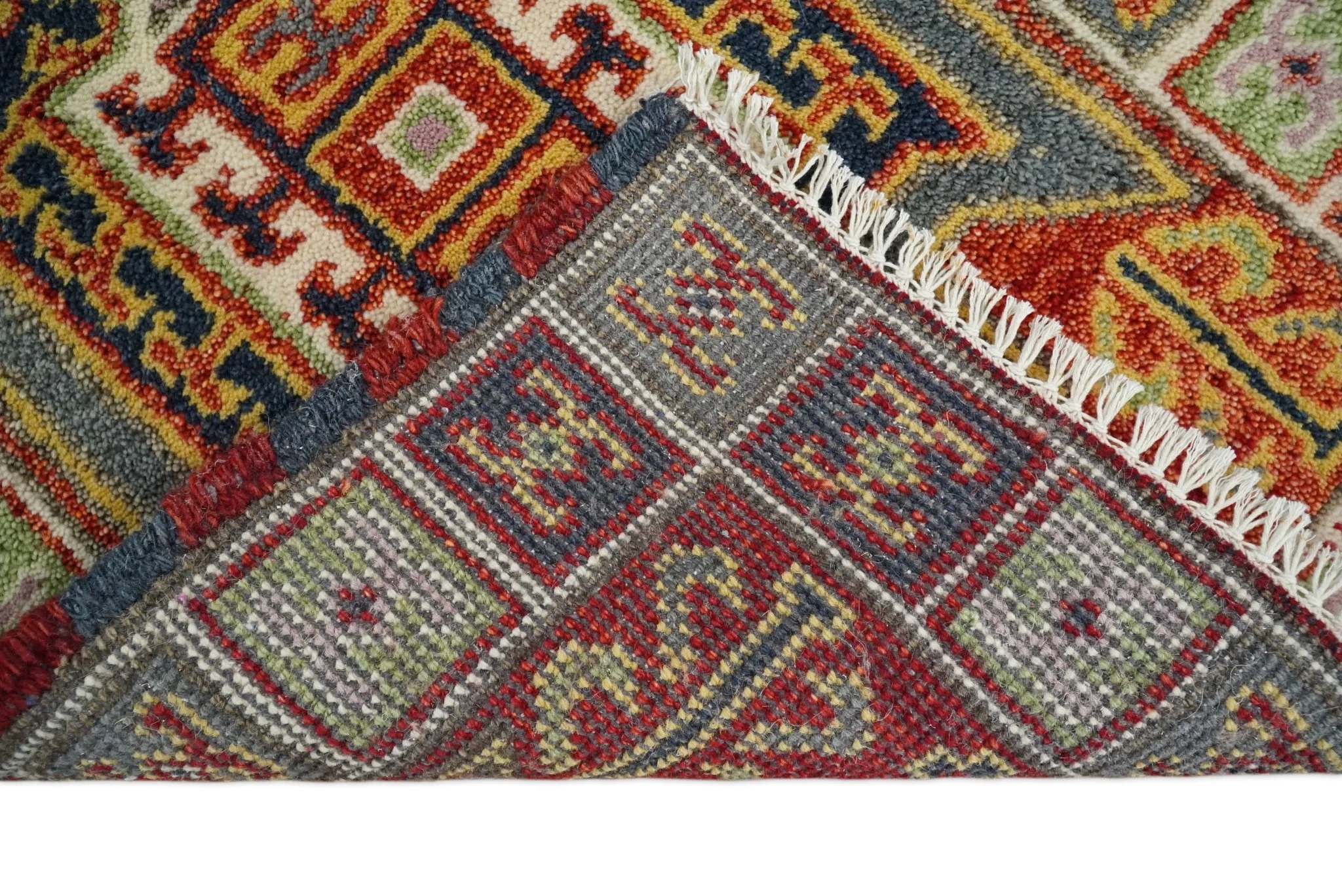 Small 2x3 Red and Ivory Wool Hand Knotted traditional Persian Vintage Antique Southwestern Kazak | TRDCP18923 - Image 5
