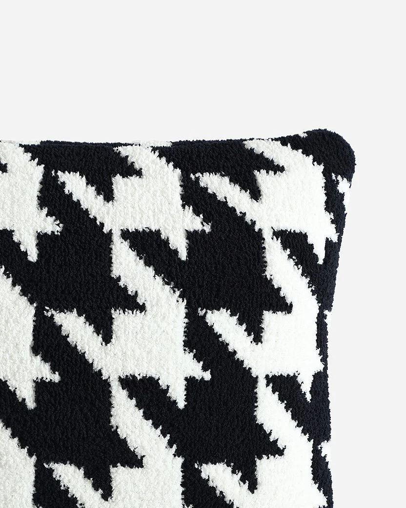 Soft and Cozy Black and White Houndstooth Throw Pillow - Image 2